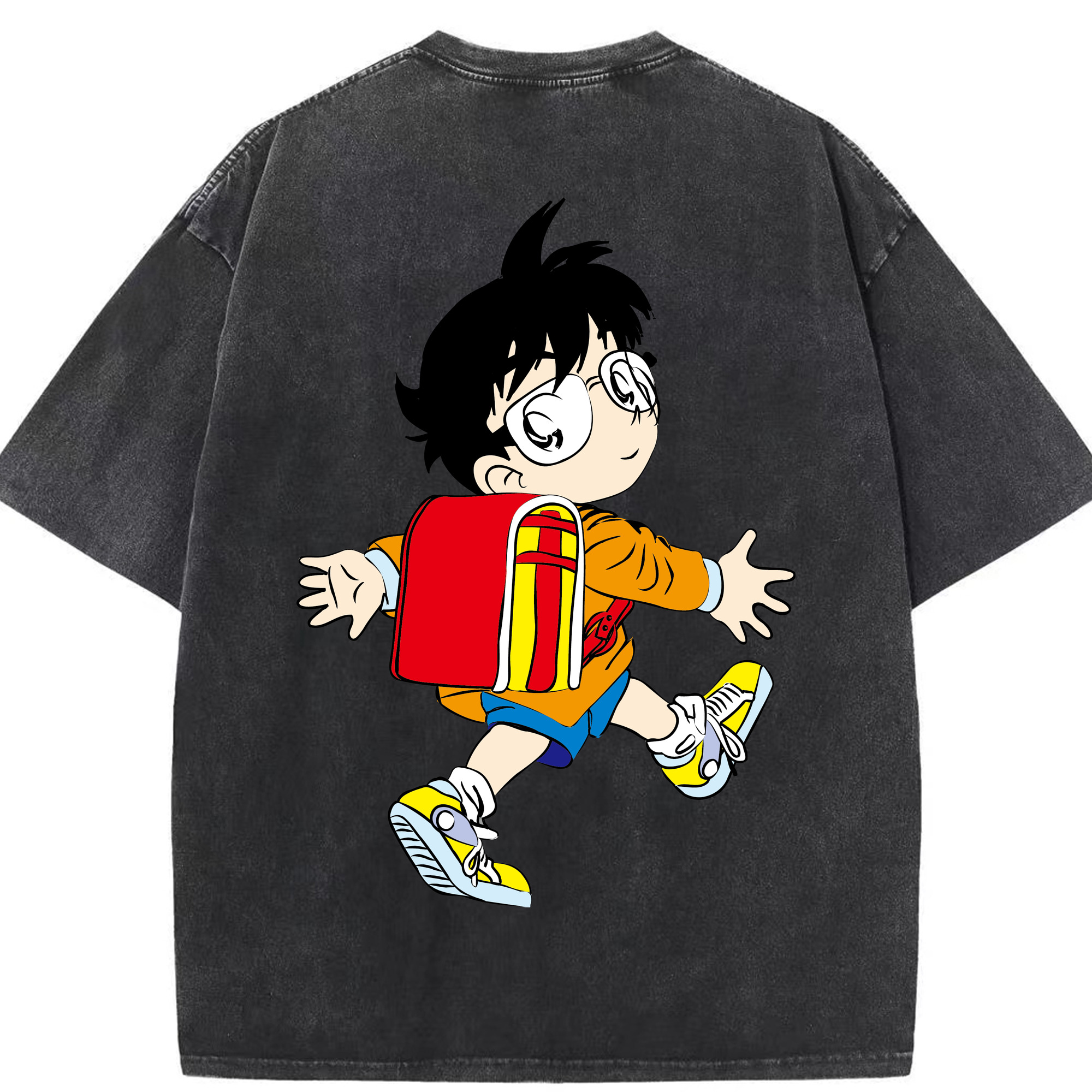 （画像用） 名探偵コナン 江戸川 コナン Detective Conan Conan Edogawa 綿100% ヴィンテージ風 半袖Tシャツ（背面プリント）