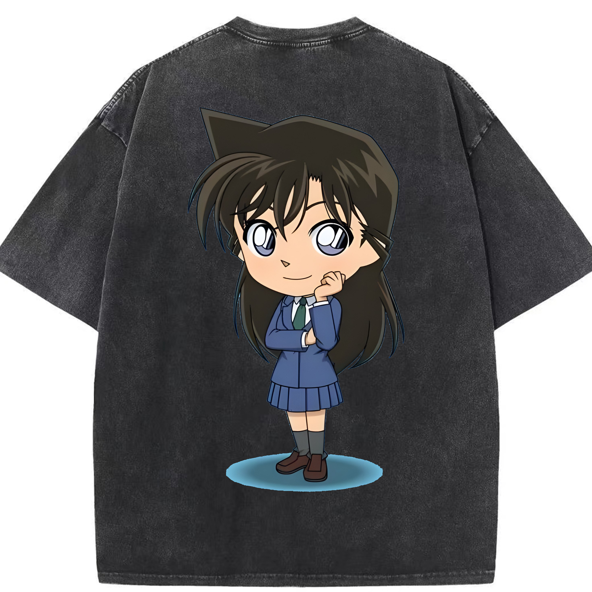 （画像用） 名探偵コナン 毛利 蘭 もうり らん、モーリ ラン Detective Conan Rachel Moore 綿100% ヴィンテージ風 半袖Tシャツ（背面プリント）
