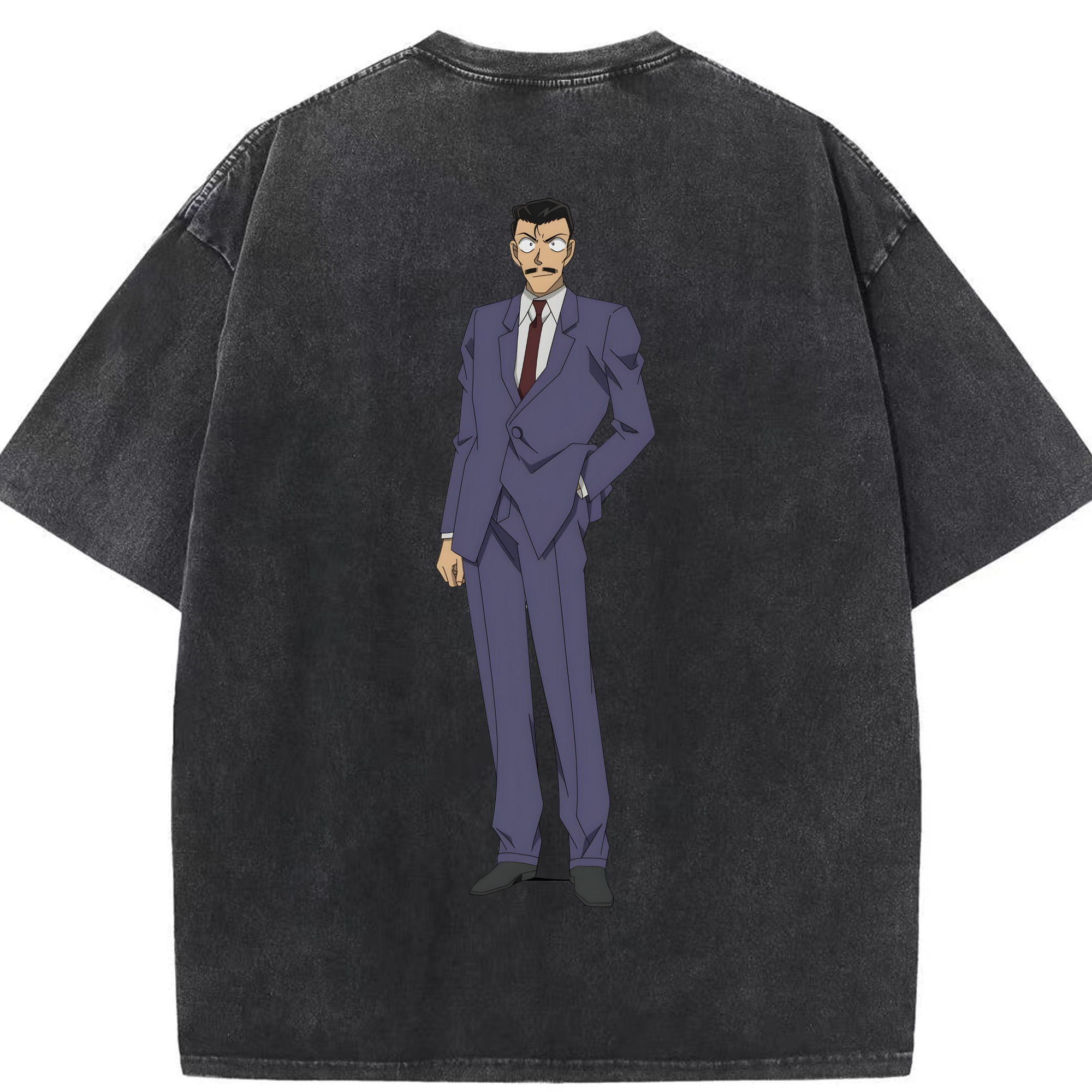 （画像用） 名探偵コナン 毛利 小五郎 もうり こごろう Detective Conan 綿100% ヴィンテージ風 半袖Tシャツ（背面プリント）