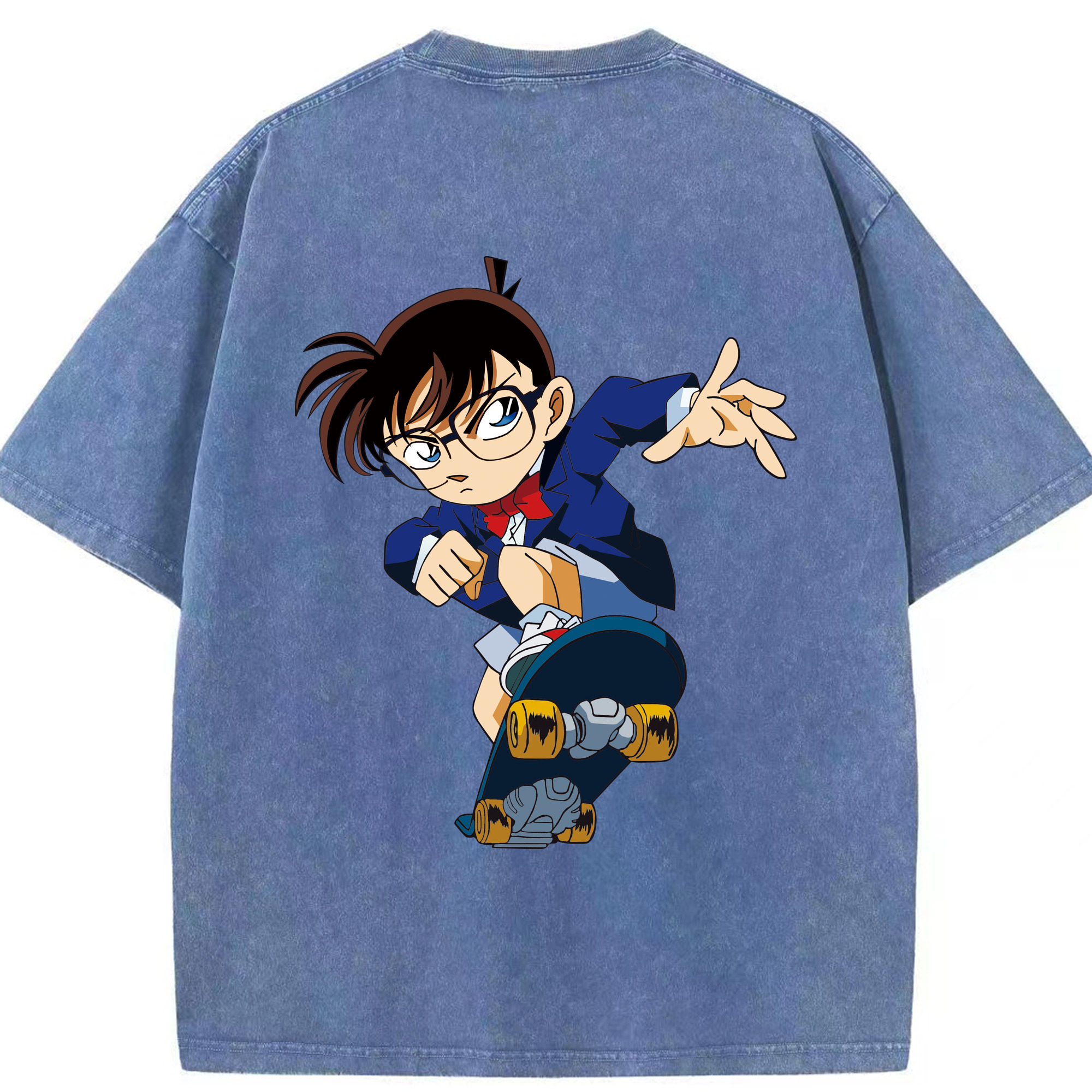 （画像用） 名探偵コナン 江戸川 コナン Detective Conan Conan Edogawa 綿100% ヴィンテージ風 半袖Tシャツ（背面プリント）
