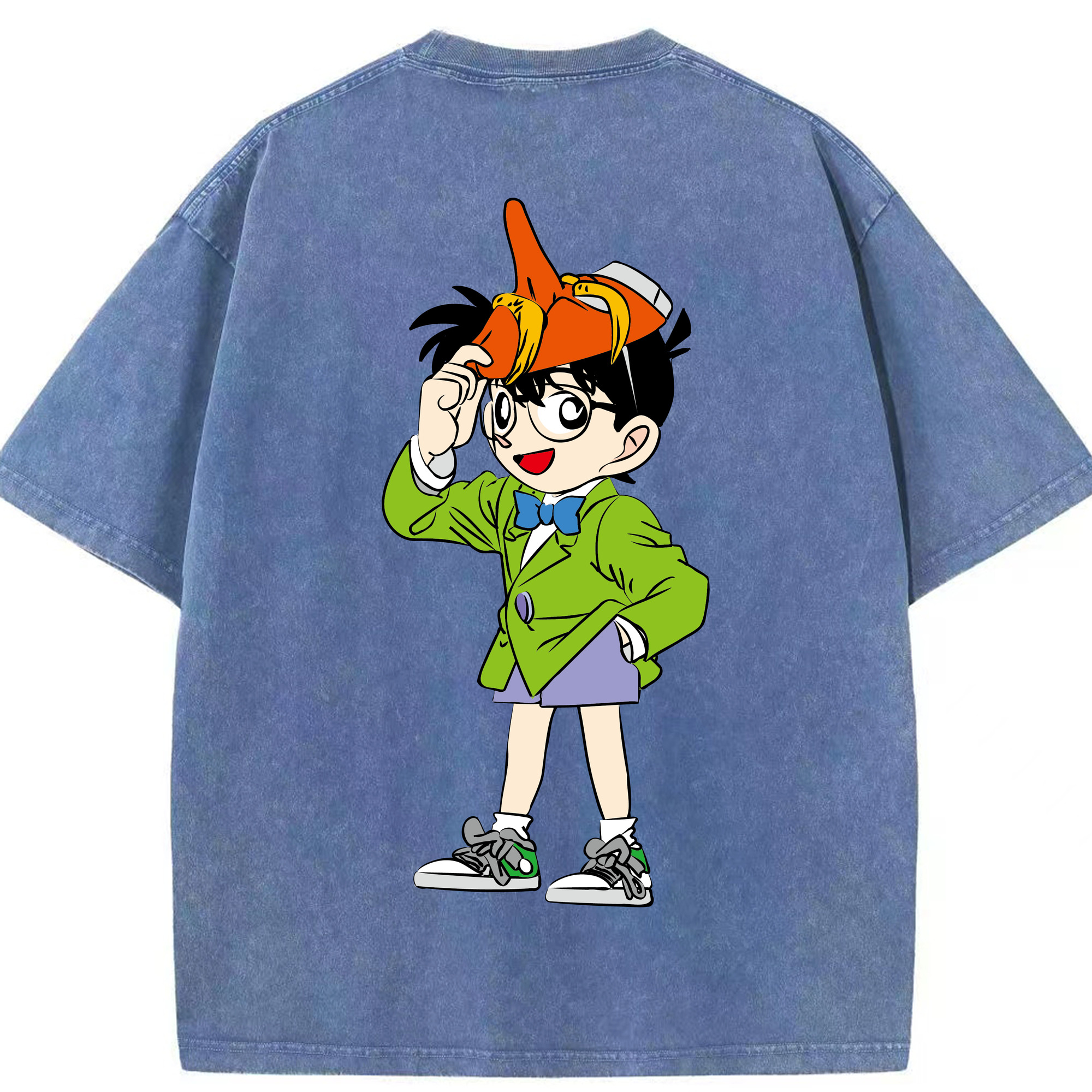（画像用） 名探偵コナン 江戸川 コナン Detective Conan Conan Edogawa 綿100% ヴィンテージ風 半袖Tシャツ（背面プリント）