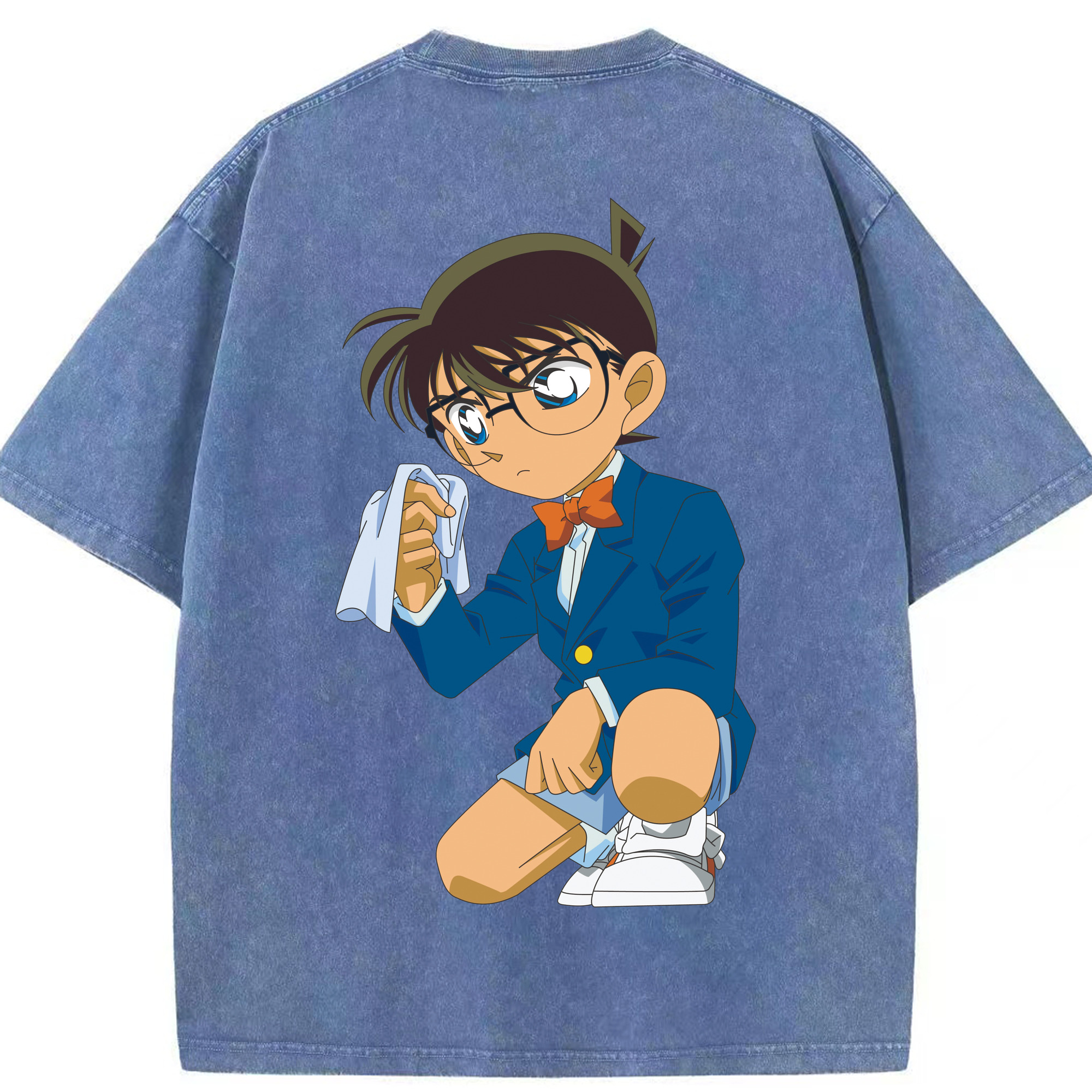 （画像用） 名探偵コナン 江戸川 コナン Detective Conan Conan Edogawa 綿100% ヴィンテージ風 半袖Tシャツ（背面プリント）