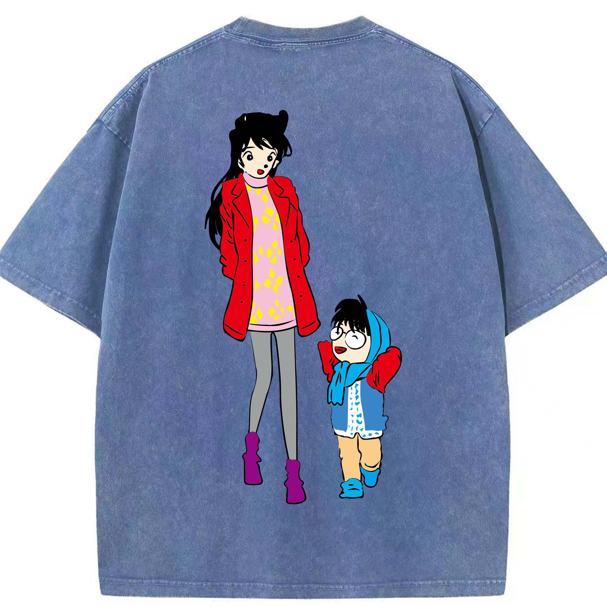 （画像用） 名探偵コナン 江戸川 コナン Detective Conan Conan Edogawa 綿100% ヴィンテージ風 半袖Tシャツ（背面プリント）