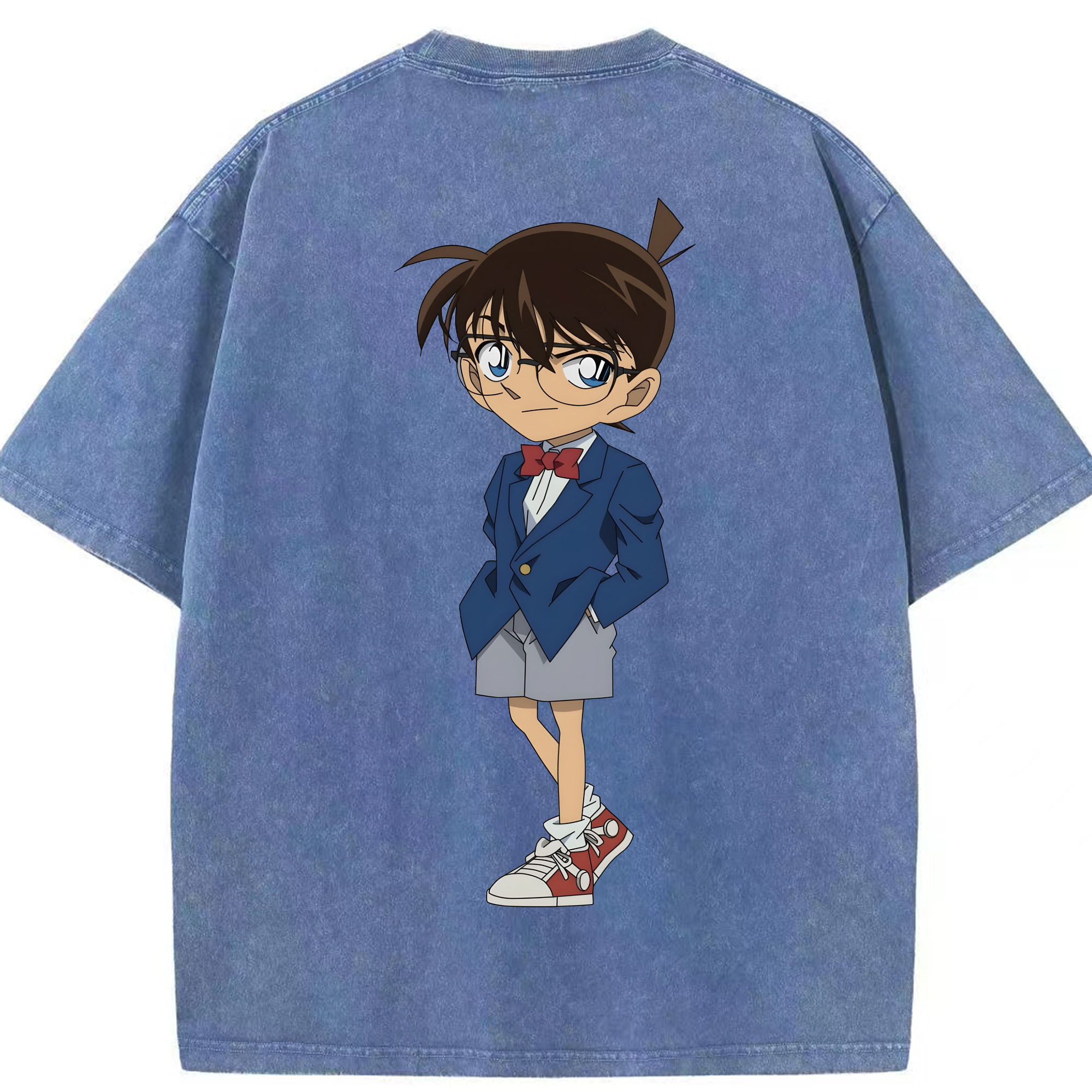 （画像用） 名探偵コナン 江戸川 コナン Detective Conan Conan Edogawa 綿100% ヴィンテージ風 半袖Tシャツ（背面プリント）