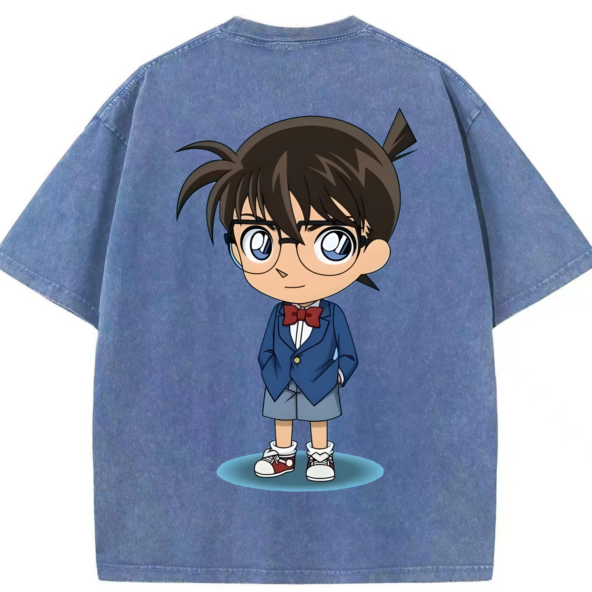 （画像用） 名探偵コナン 江戸川 コナン Detective Conan Conan Edogawa 綿100% ヴィンテージ風 半袖Tシャツ（背面プリント）
