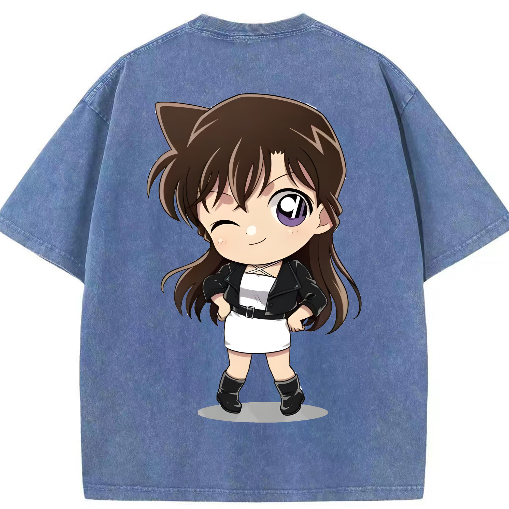 （画像用） 名探偵コナン 毛利 蘭 もうり らん、モーリ ラン Detective Conan Rachel Moore 綿100% ヴィンテージ風 半袖Tシャツ（背面プリント）