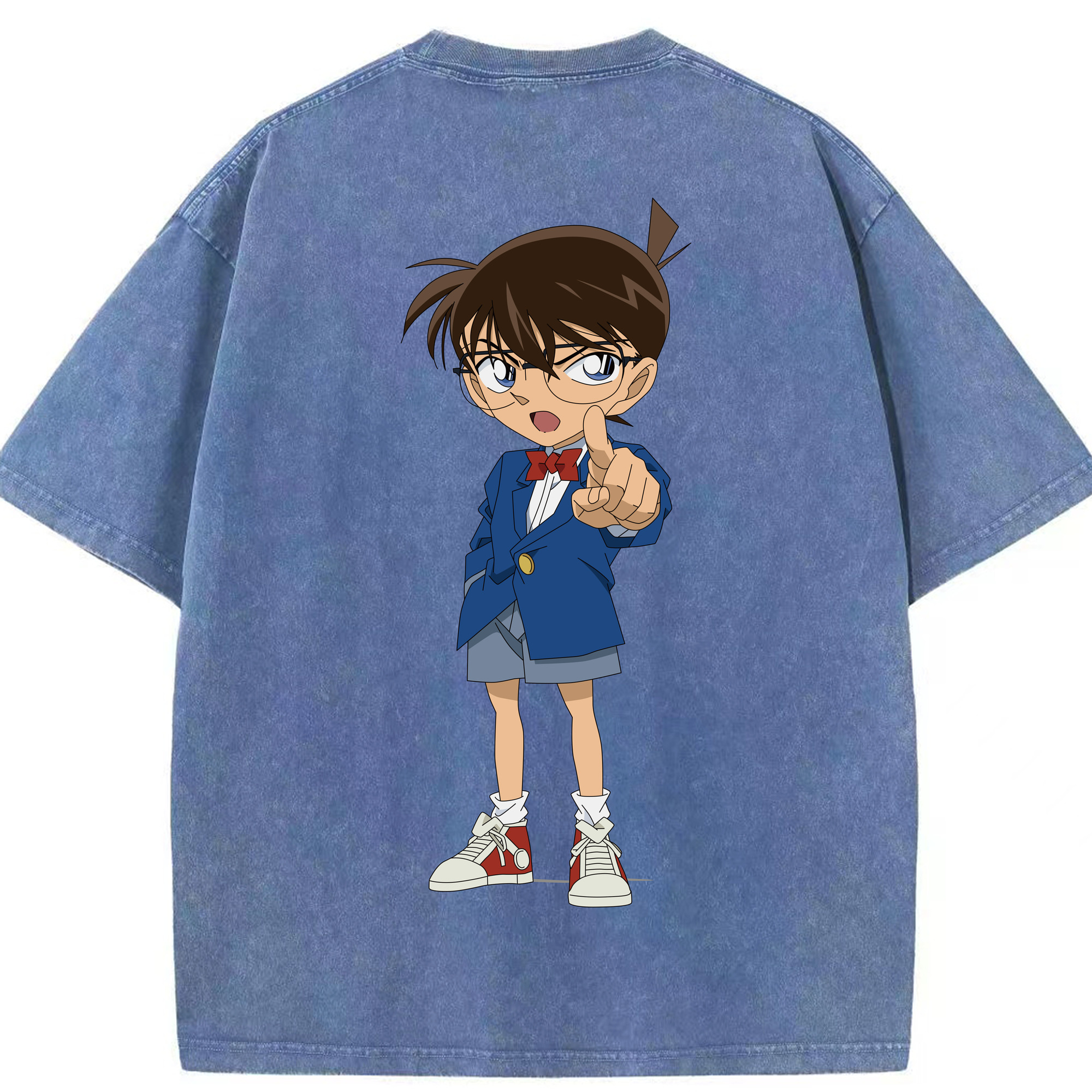 （画像用） 名探偵コナン 江戸川 コナン Detective Conan Conan Edogawa 綿100% ヴィンテージ風 半袖Tシャツ（背面プリント）