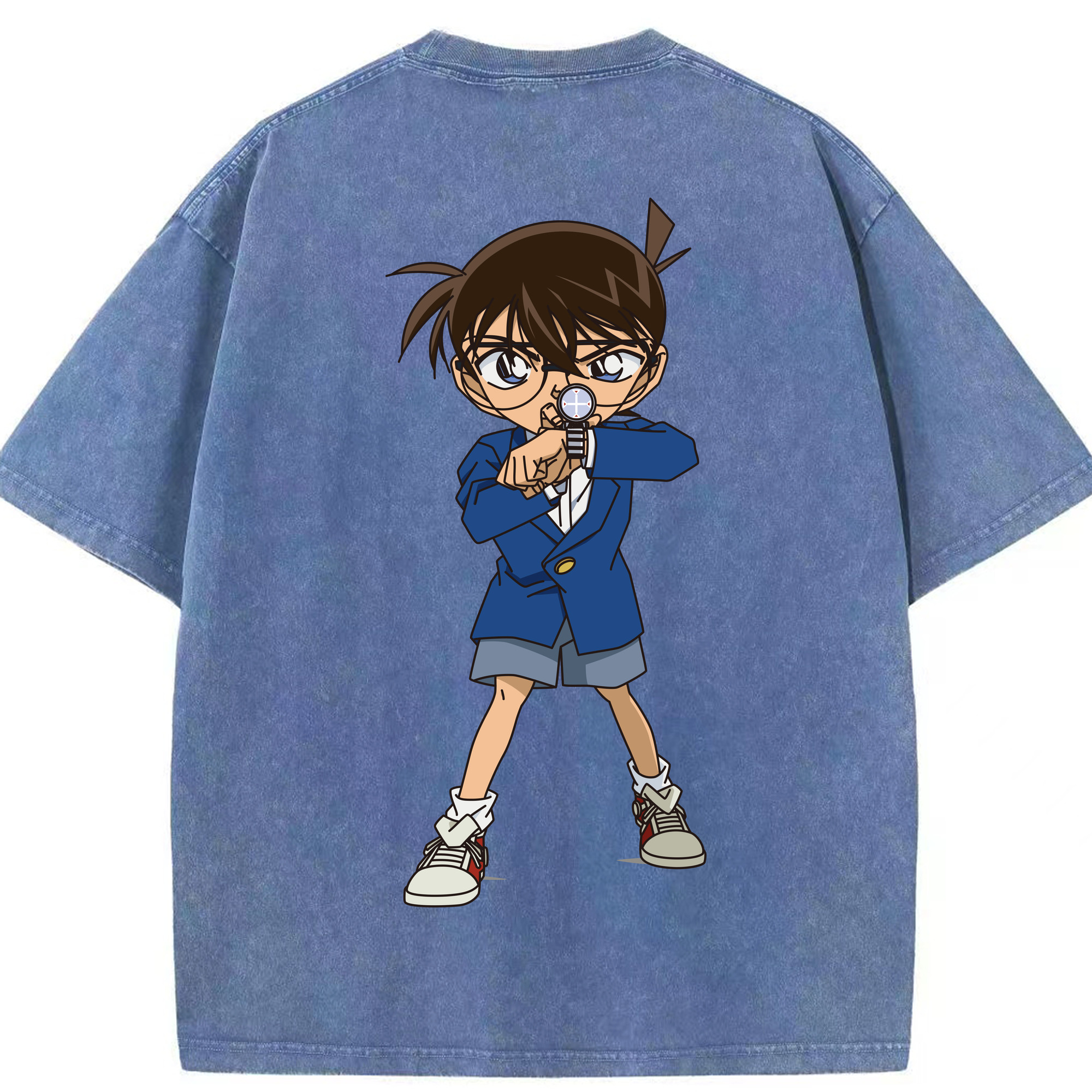 （画像用） 名探偵コナン 江戸川 コナン Detective Conan Conan Edogawa 綿100% ヴィンテージ風 半袖Tシャツ（背面プリント）