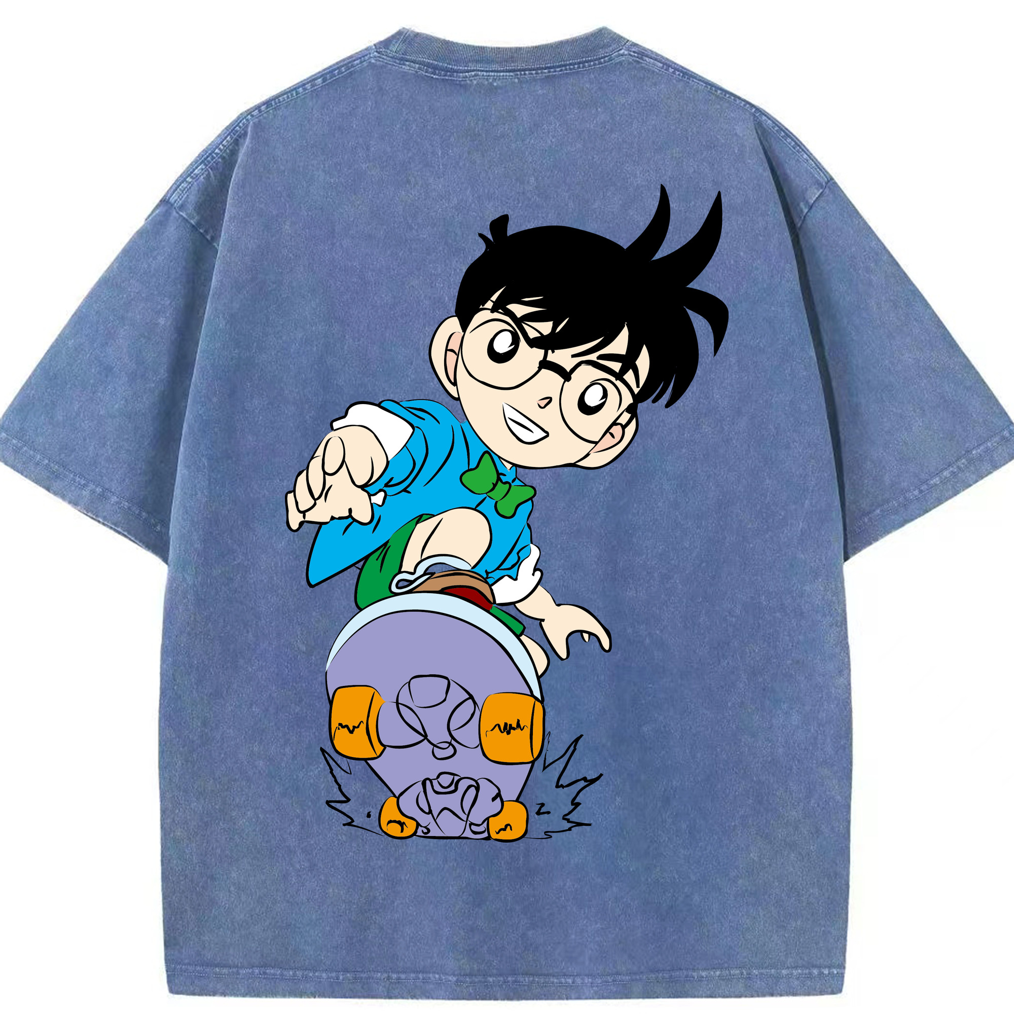 （画像用） 名探偵コナン 江戸川 コナン Detective Conan Conan Edogawa 綿100% ヴィンテージ風 半袖Tシャツ（背面プリント）