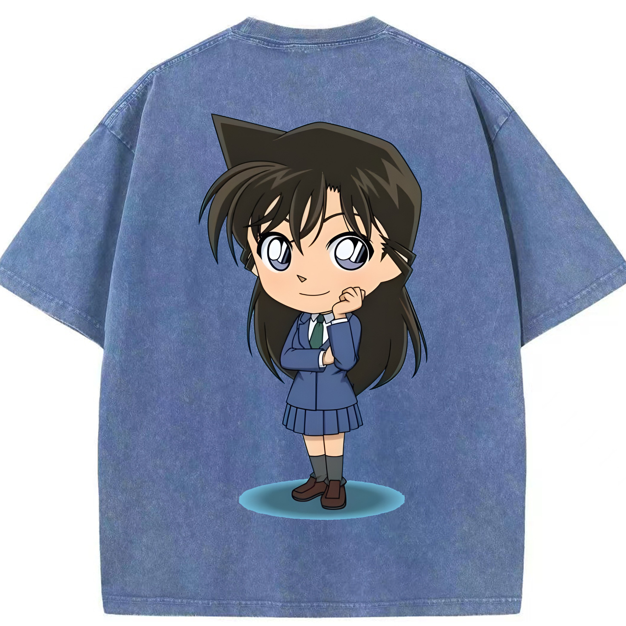 （画像用） 名探偵コナン 毛利 蘭 もうり らん、モーリ ラン Detective Conan Rachel Moore 綿100% ヴィンテージ風 半袖Tシャツ（背面プリント）