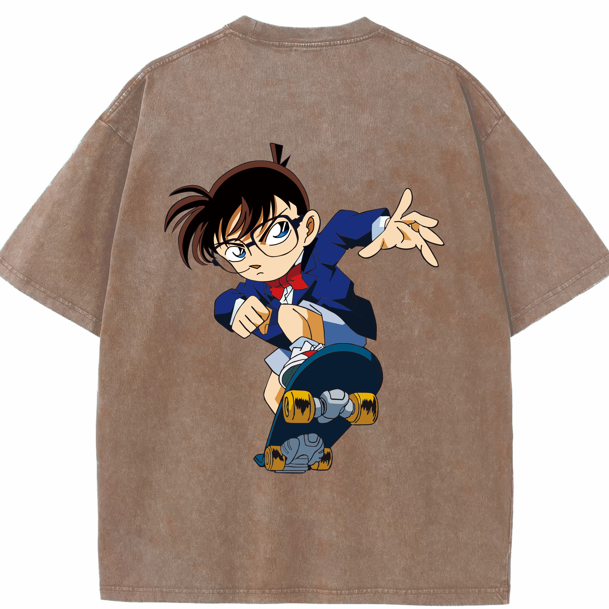 （画像用） 名探偵コナン 江戸川 コナン Detective Conan Conan Edogawa 綿100% ヴィンテージ風 半袖Tシャツ（背面プリント）