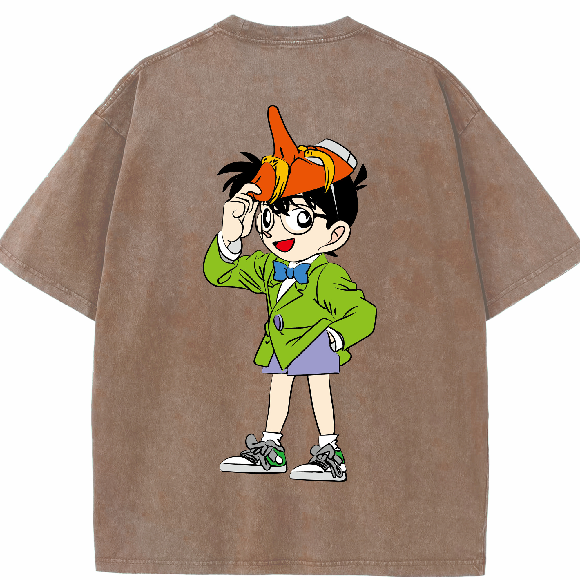 （画像用） 名探偵コナン 江戸川 コナン Detective Conan Conan Edogawa 綿100% ヴィンテージ風 半袖Tシャツ（背面プリント）