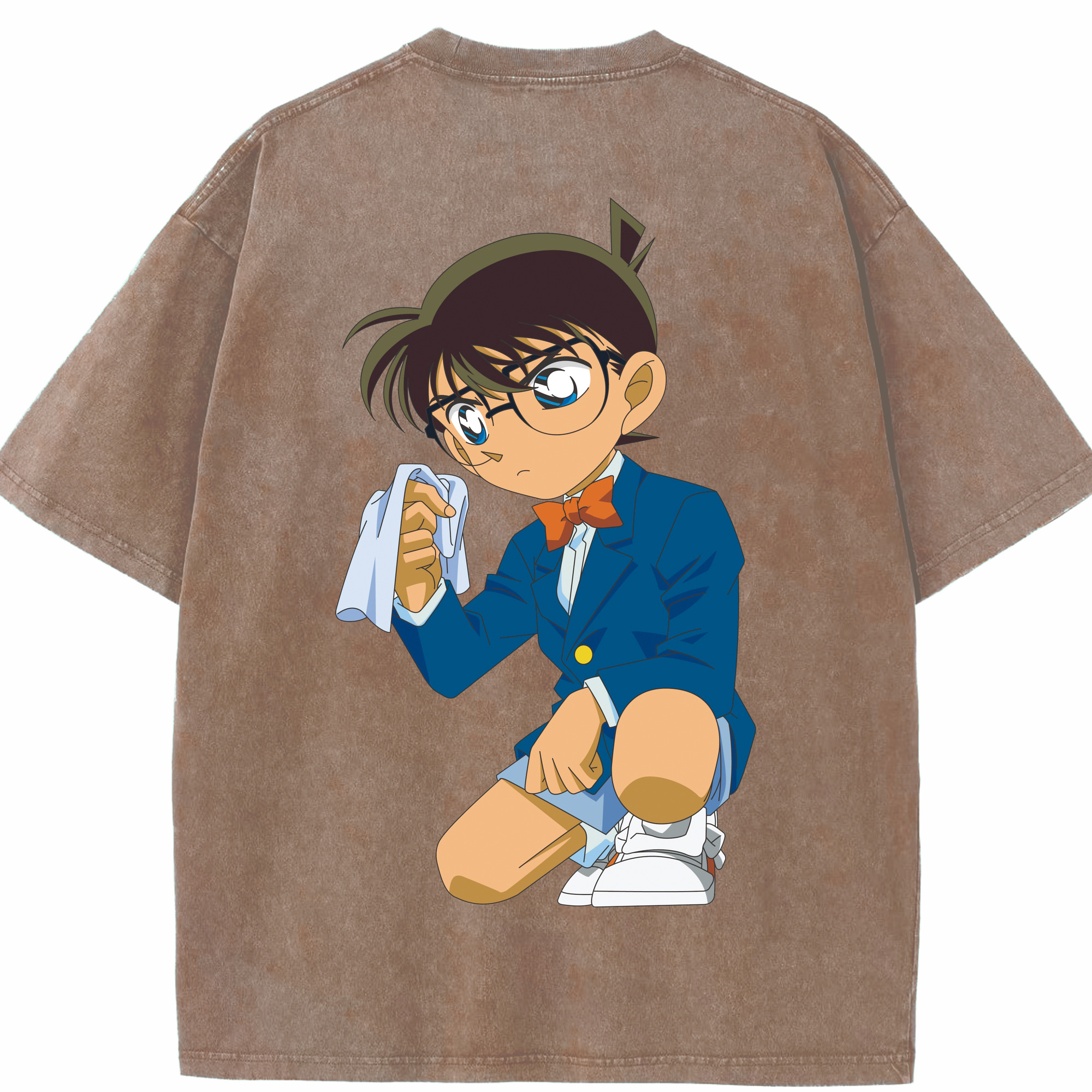 （画像用） 名探偵コナン 江戸川 コナン Detective Conan Conan Edogawa 綿100% ヴィンテージ風 半袖Tシャツ（背面プリント）