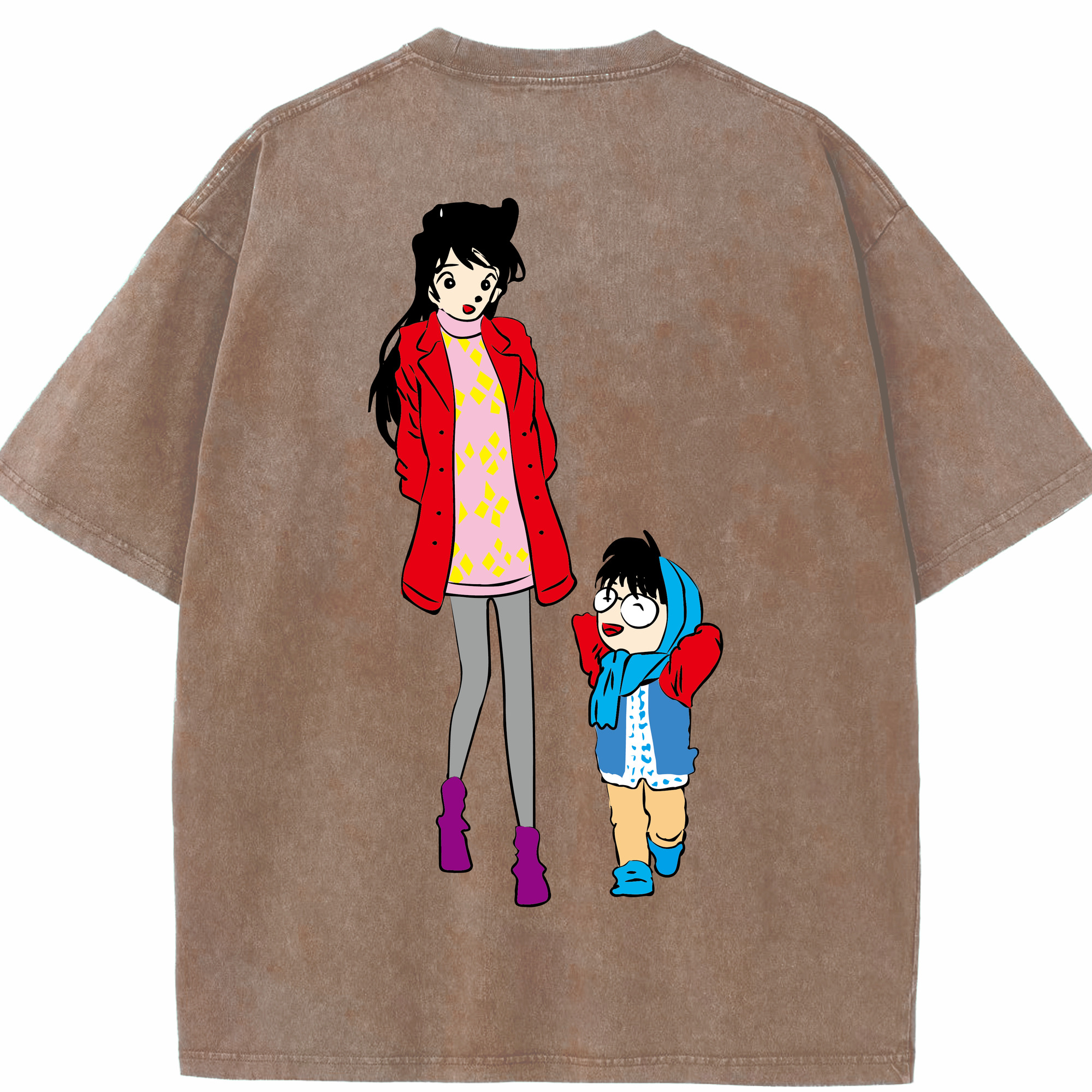 （画像用） 名探偵コナン 江戸川 コナン Detective Conan Conan Edogawa 綿100% ヴィンテージ風 半袖Tシャツ（背面プリント）