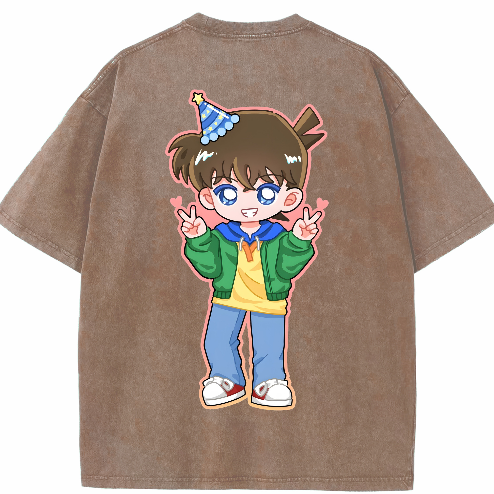 （画像用） 名探偵コナン 江戸川 コナン Detective Conan Conan Edogawa 綿100% ヴィンテージ風 半袖Tシャツ（背面プリント）