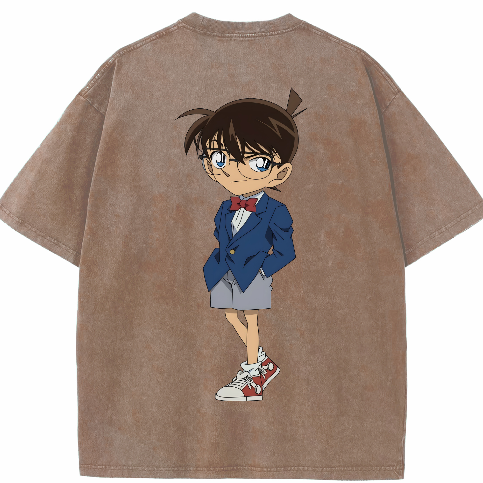 （画像用） 名探偵コナン 江戸川 コナン Detective Conan Conan Edogawa 綿100% ヴィンテージ風 半袖Tシャツ（背面プリント）