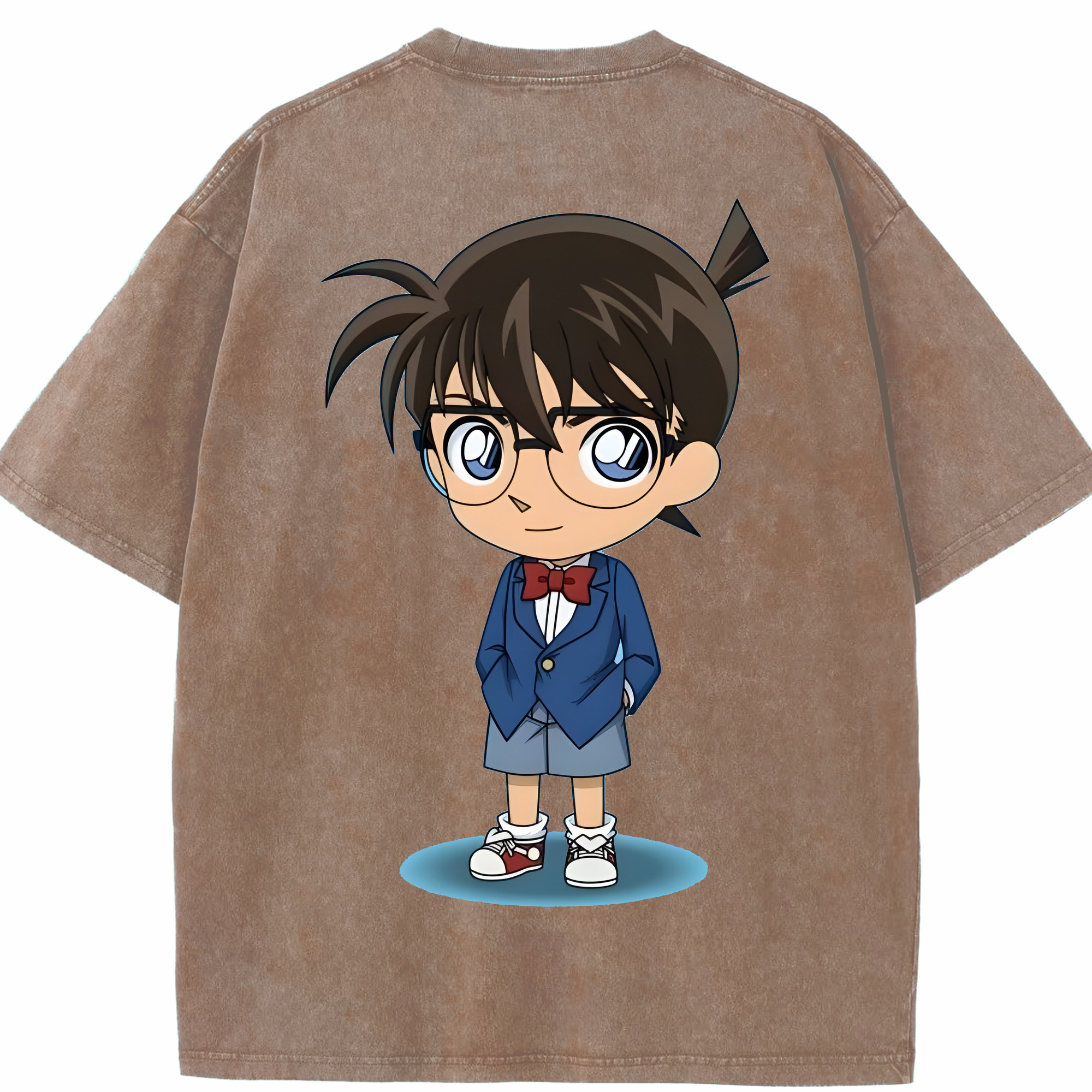 （画像用） 名探偵コナン 江戸川 コナン Detective Conan Conan Edogawa 綿100% ヴィンテージ風 半袖Tシャツ（背面プリント）