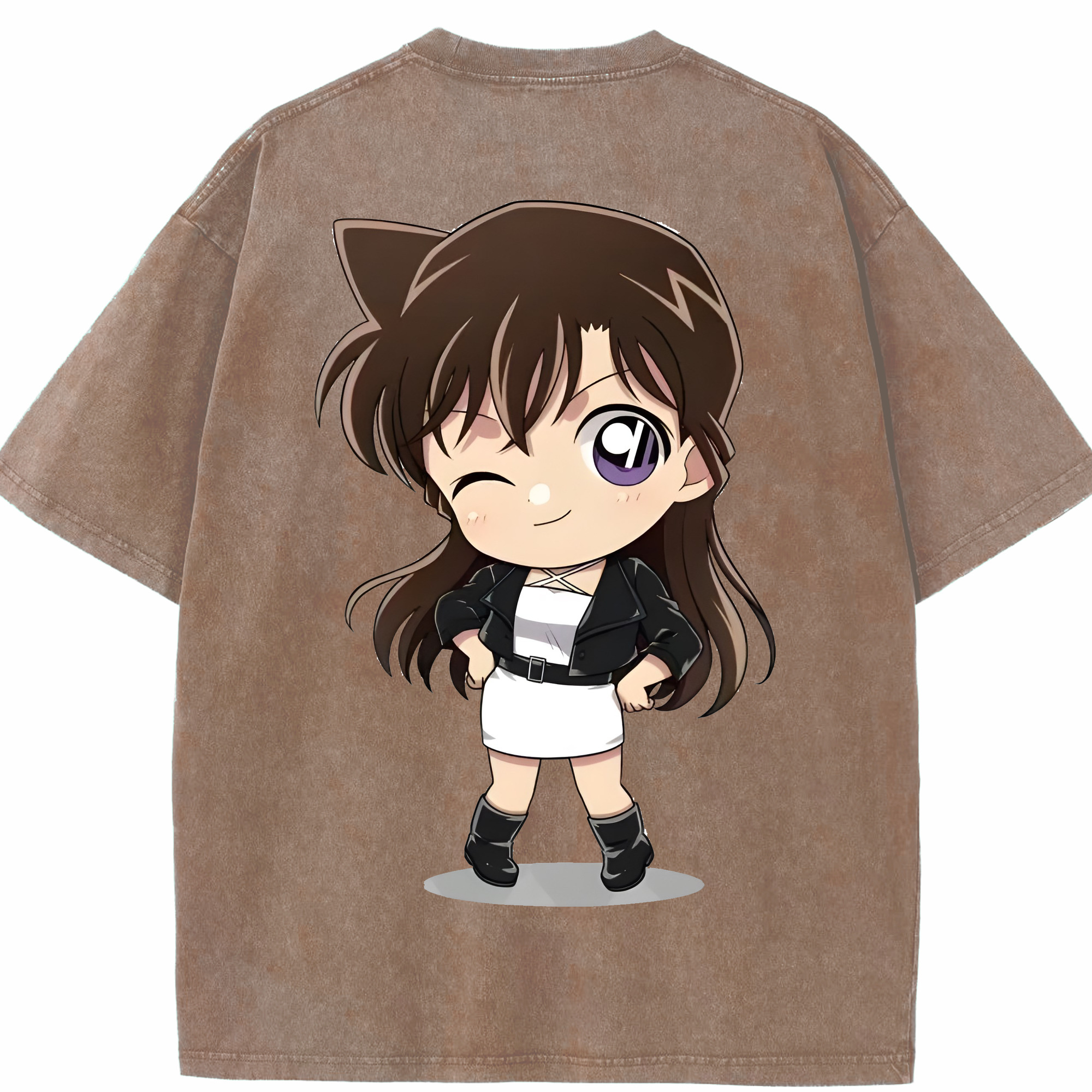 （画像用） 名探偵コナン 毛利 蘭 もうり らん、モーリ ラン Detective Conan Rachel Moore 綿100% ヴィンテージ風 半袖Tシャツ（背面プリント）