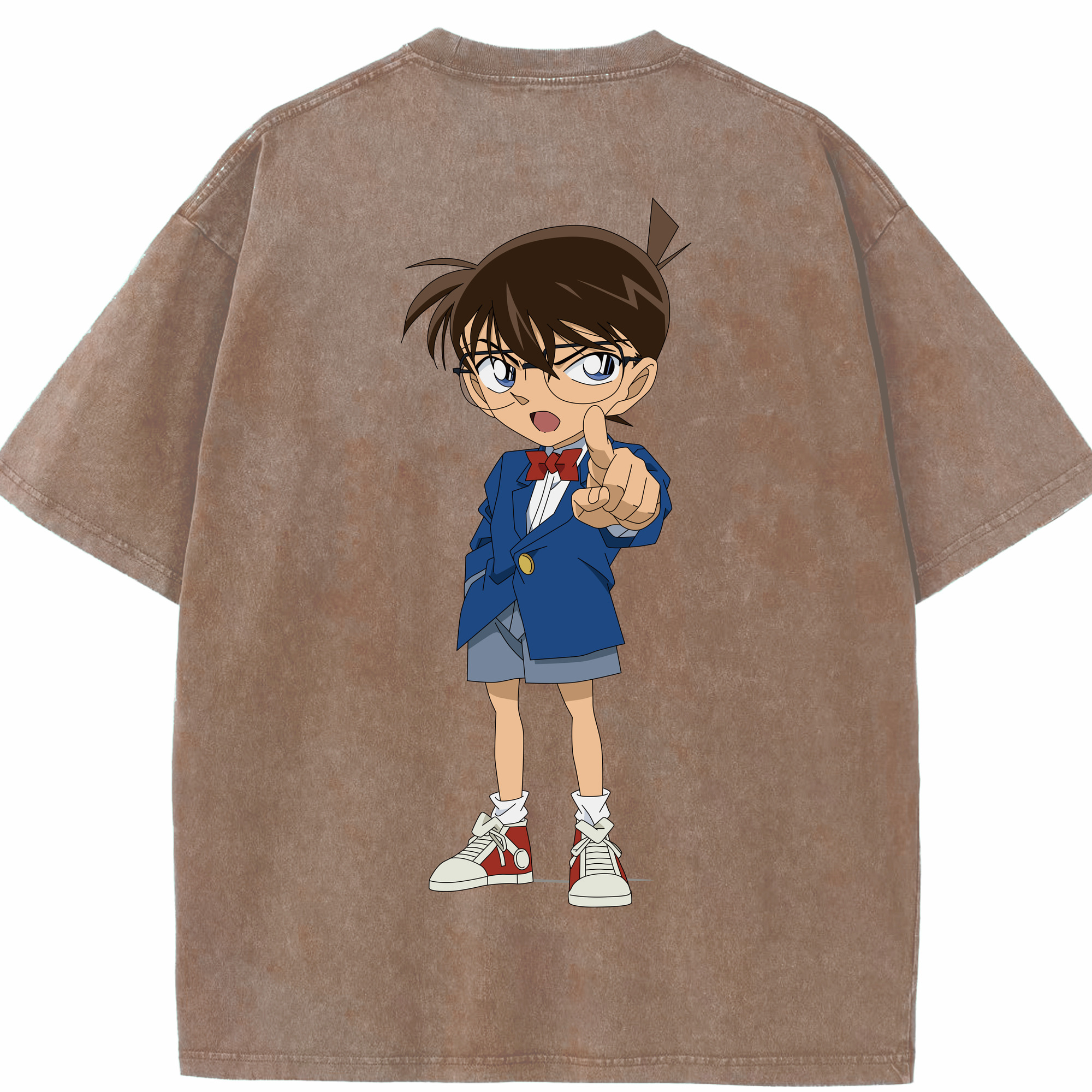 （画像用） 名探偵コナン 江戸川 コナン Detective Conan Conan Edogawa 綿100% ヴィンテージ風 半袖Tシャツ（背面プリント）