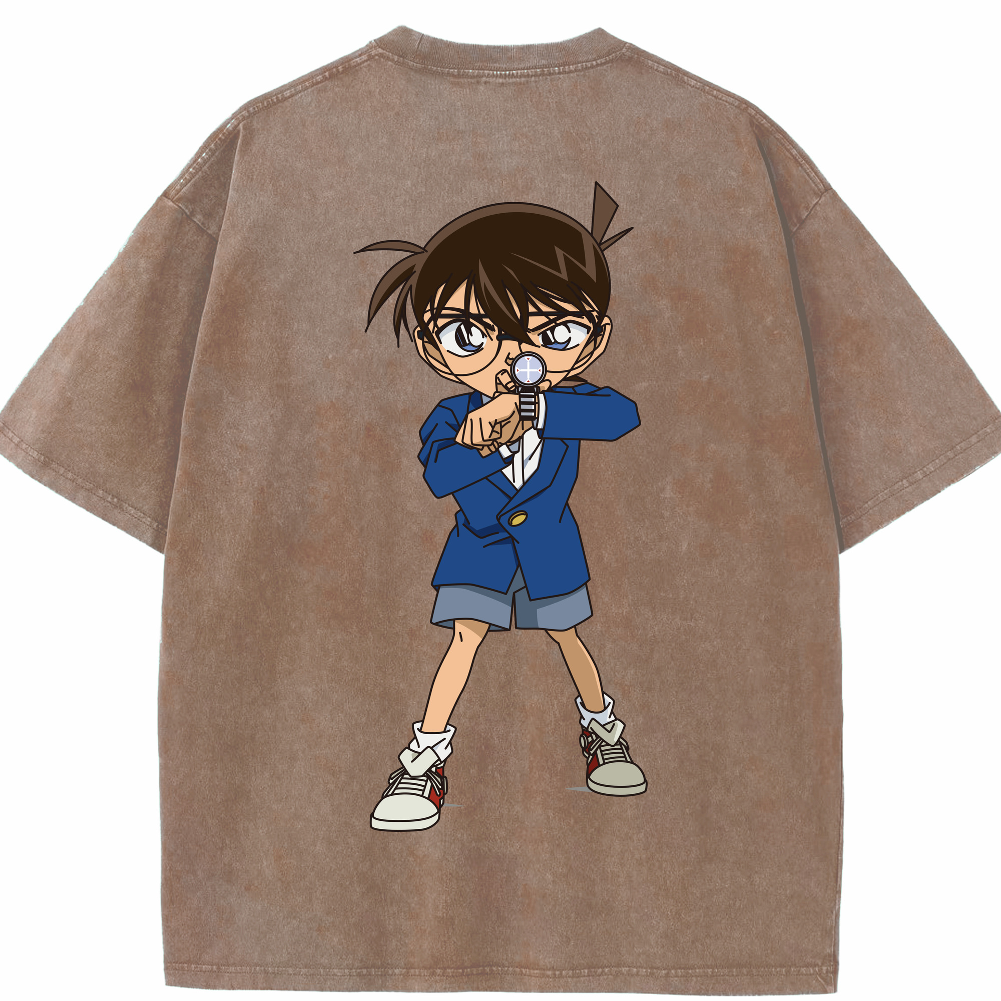 （画像用） 名探偵コナン 江戸川 コナン Detective Conan Conan Edogawa 綿100% ヴィンテージ風 半袖Tシャツ（背面プリント）