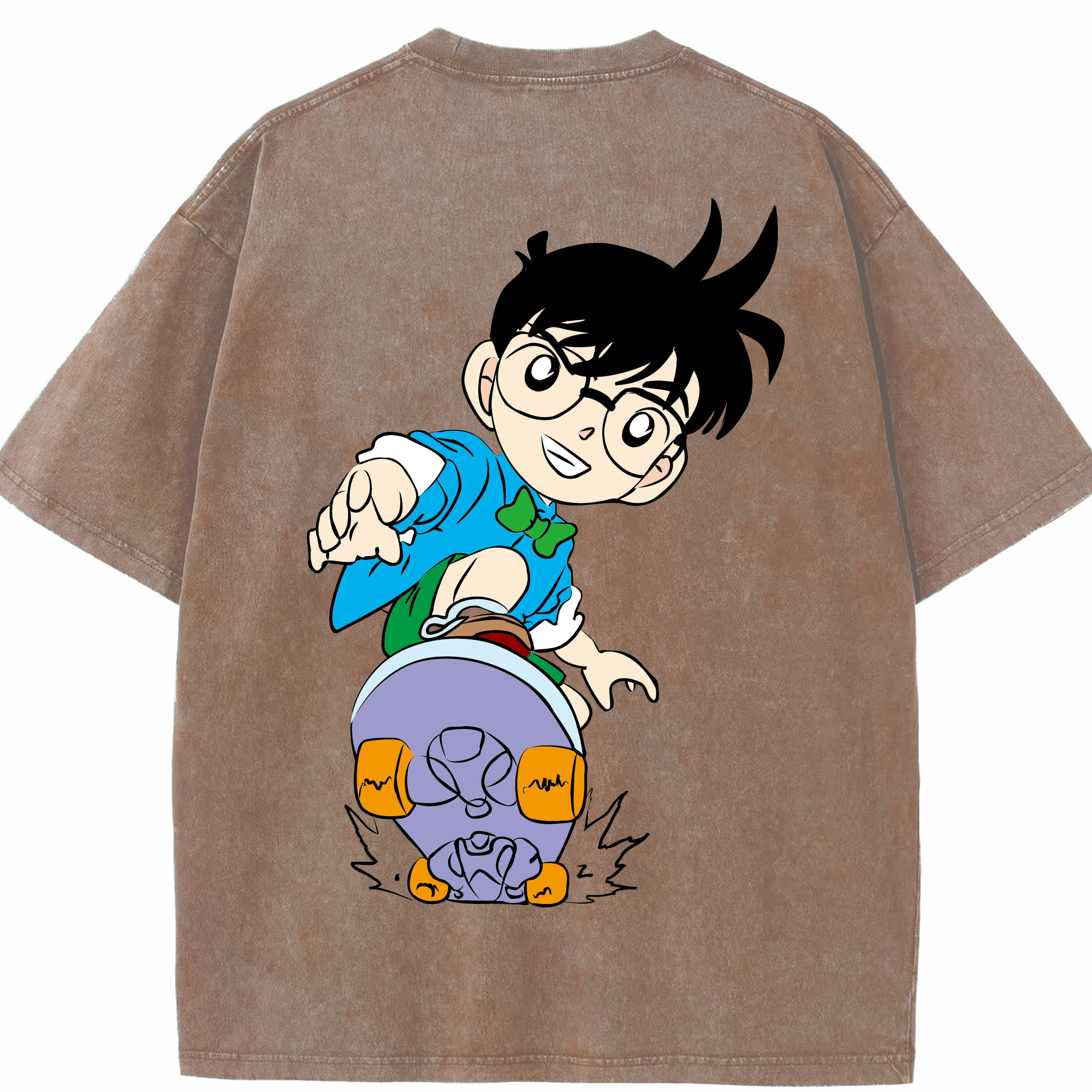 （画像用） 名探偵コナン 江戸川 コナン Detective Conan Conan Edogawa 綿100% ヴィンテージ風 半袖Tシャツ（背面プリント）