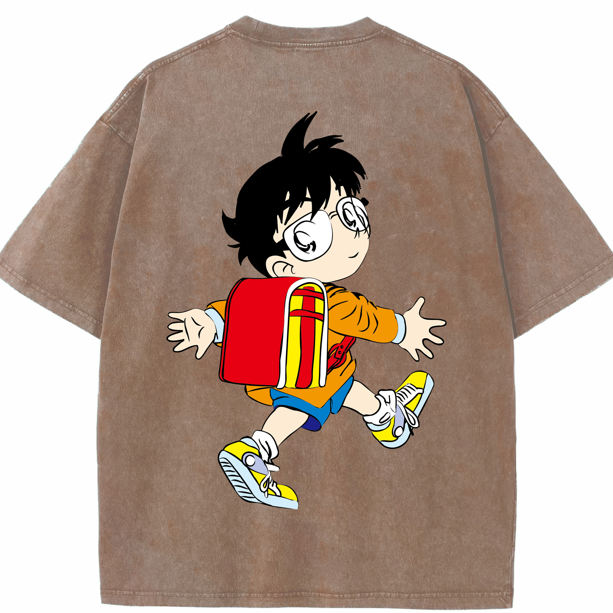 （画像用） 名探偵コナン 江戸川 コナン Detective Conan Conan Edogawa 綿100% ヴィンテージ風 半袖Tシャツ（背面プリント）