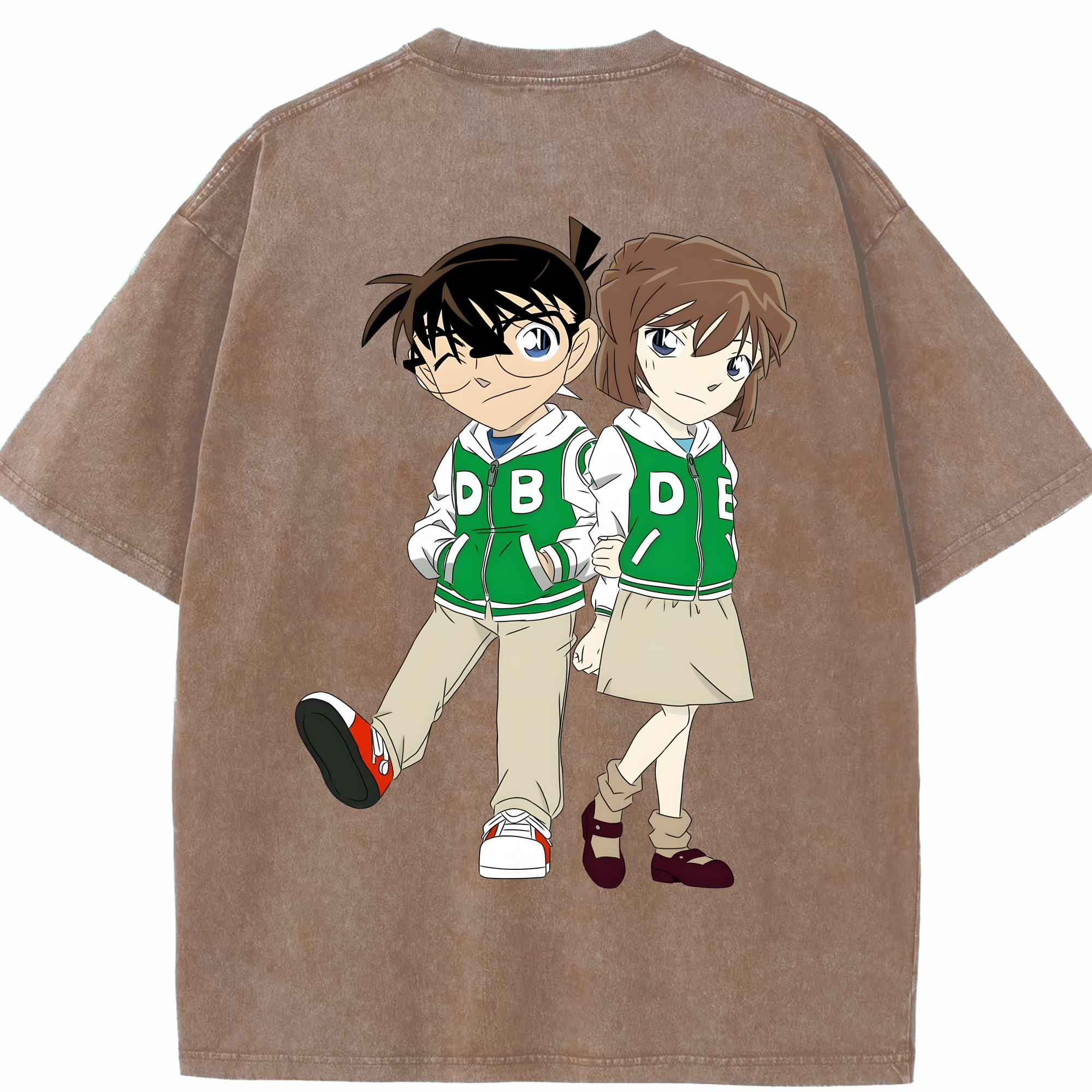 （画像用） 名探偵コナン 江戸川 コナン Detective Conan Conan Edogawa 綿100% ヴィンテージ風 半袖Tシャツ（背面プリント）