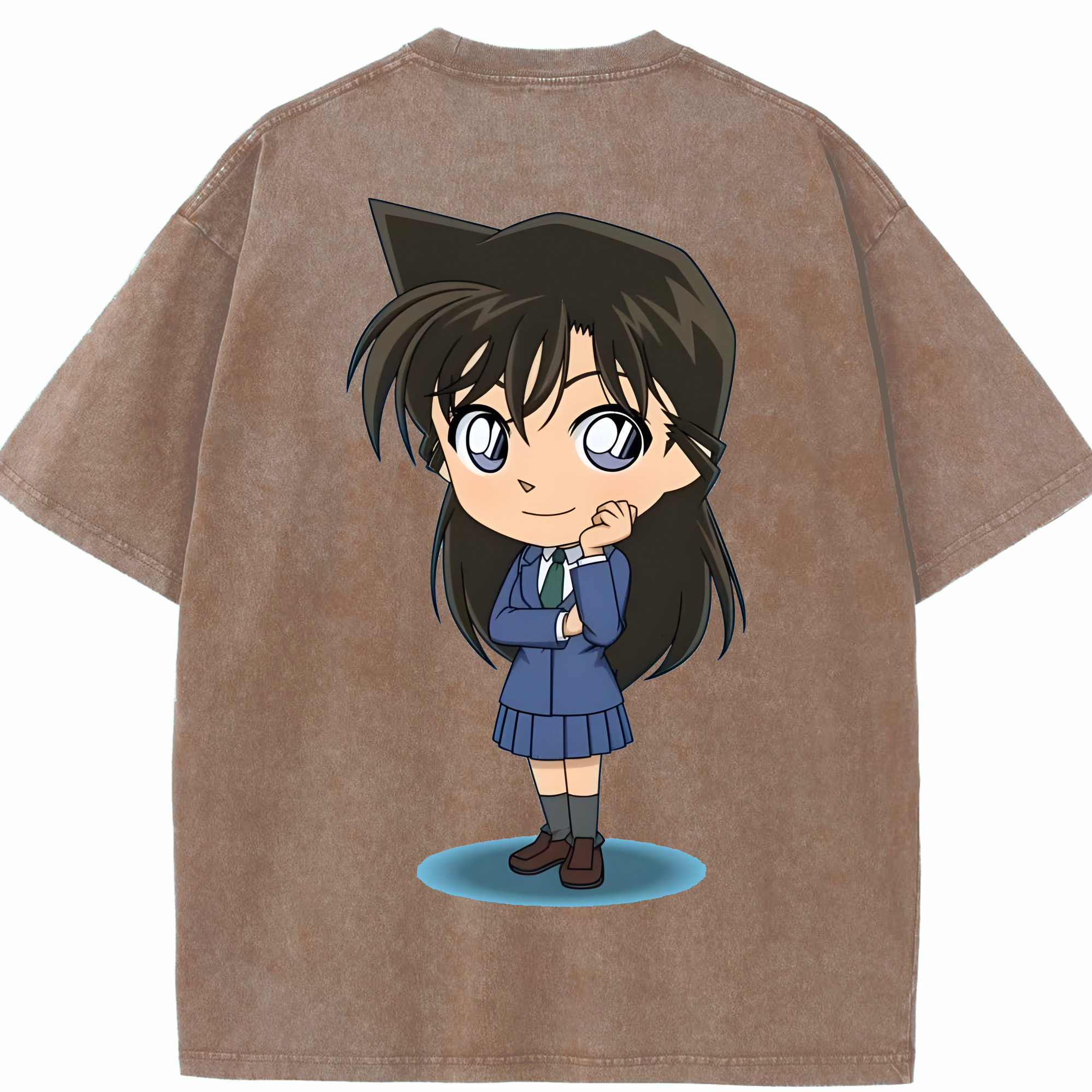 （画像用） 名探偵コナン 毛利 蘭 もうり らん、モーリ ラン Detective Conan Rachel Moore 綿100% ヴィンテージ風 半袖Tシャツ（背面プリント）