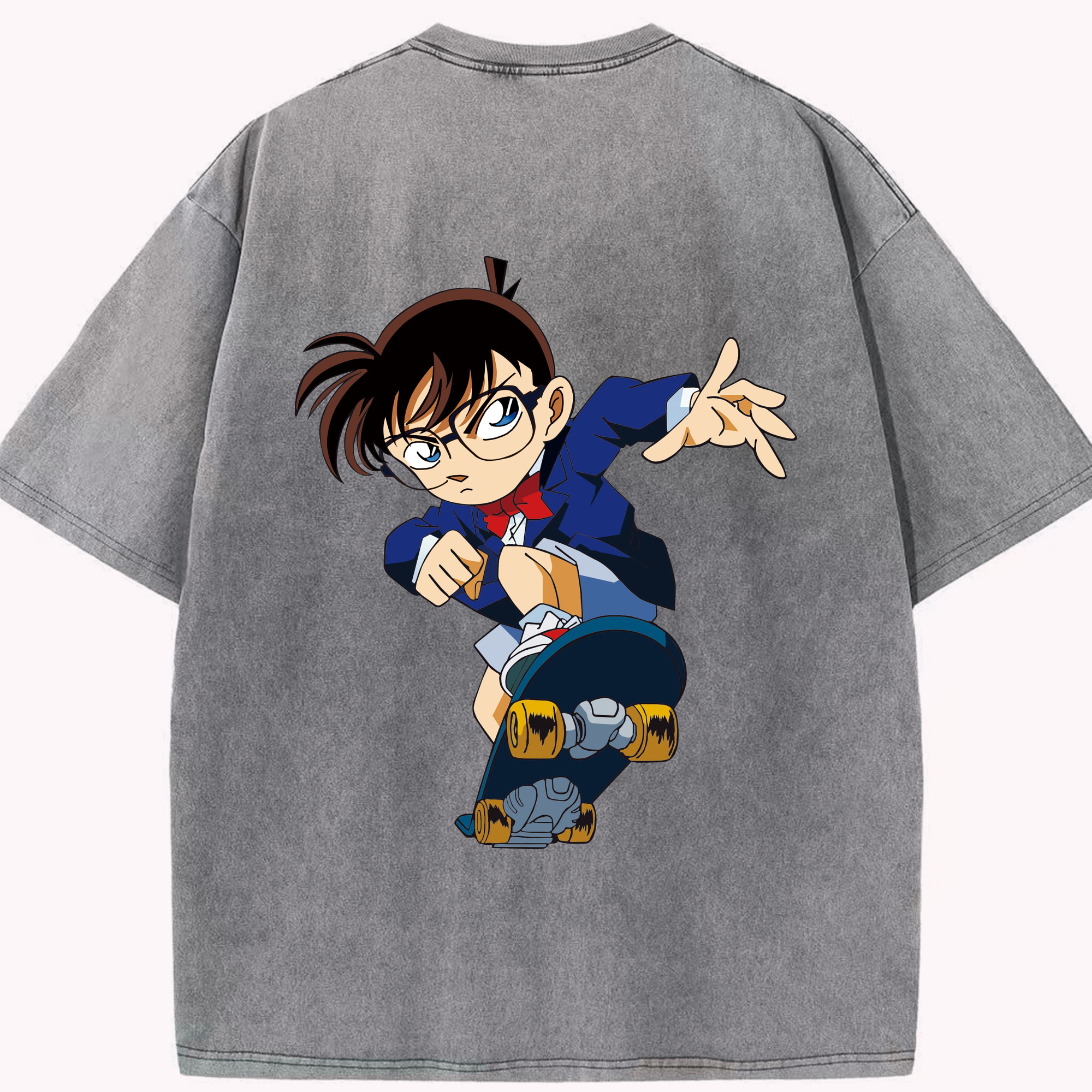 （画像用） 名探偵コナン 江戸川 コナン Detective Conan Conan Edogawa 綿100% ヴィンテージ風 半袖Tシャツ（背面プリント）