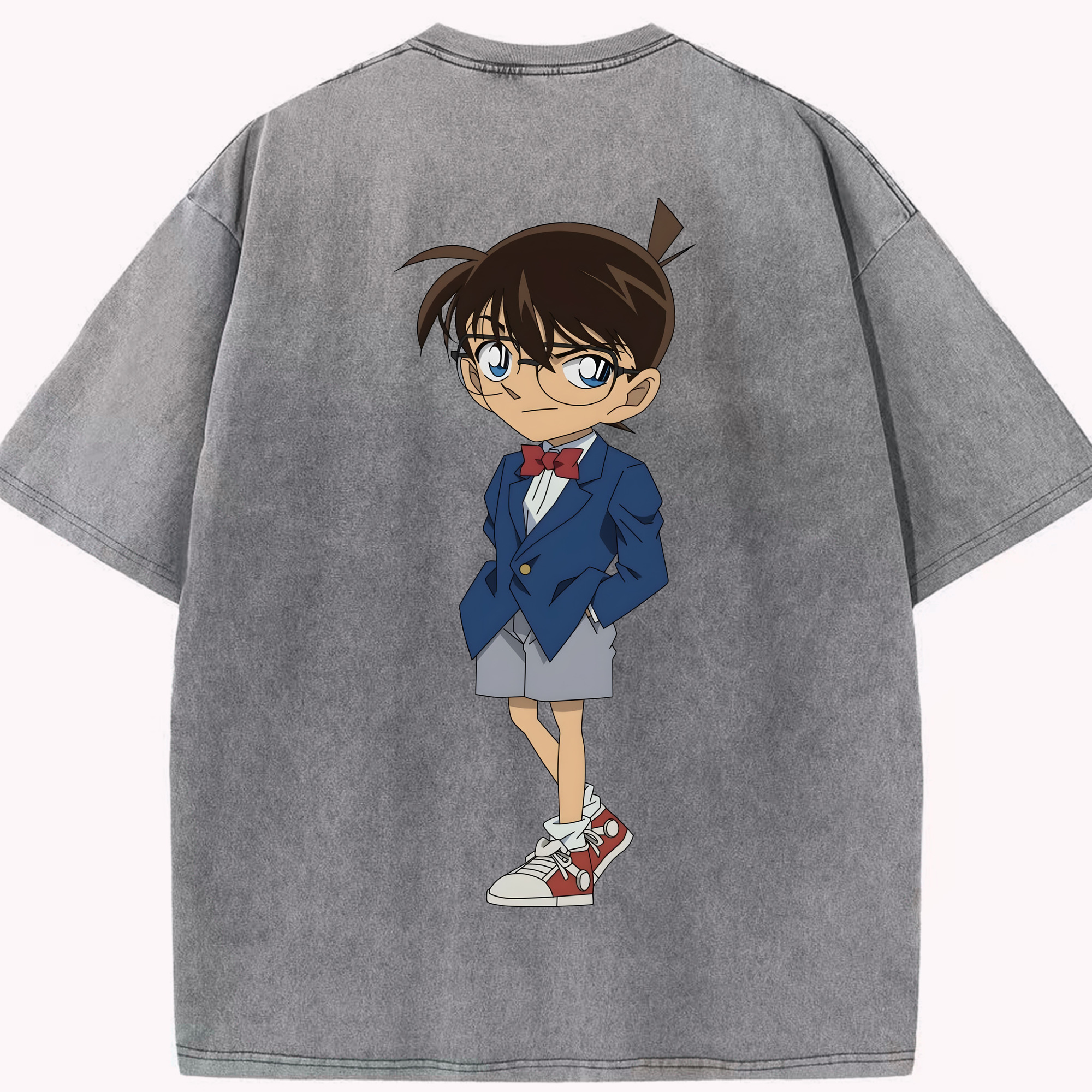 （画像用） 名探偵コナン 江戸川 コナン Detective Conan Conan Edogawa 綿100% ヴィンテージ風 半袖Tシャツ（背面プリント）