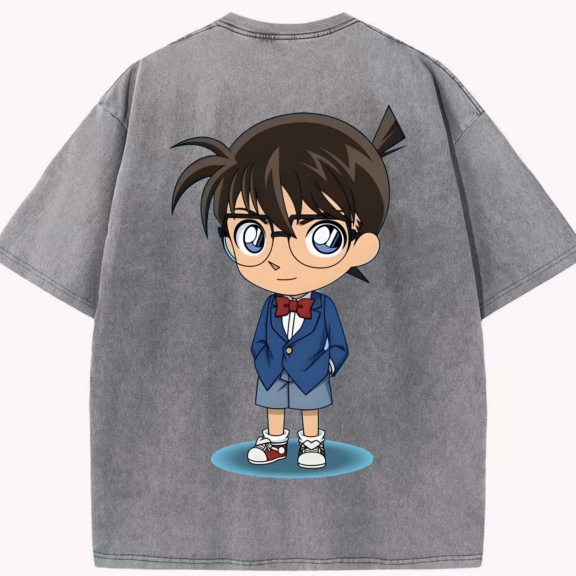 （画像用） 名探偵コナン 江戸川 コナン Detective Conan Conan Edogawa 綿100% ヴィンテージ風 半袖Tシャツ（背面プリント）