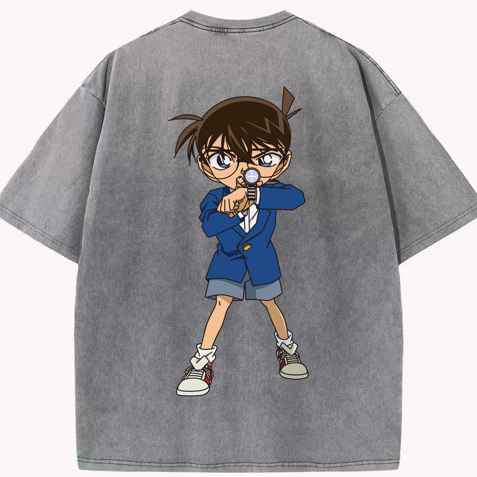 （画像用） 名探偵コナン 江戸川 コナン Detective Conan Conan Edogawa 綿100% ヴィンテージ風 半袖Tシャツ（背面プリント）