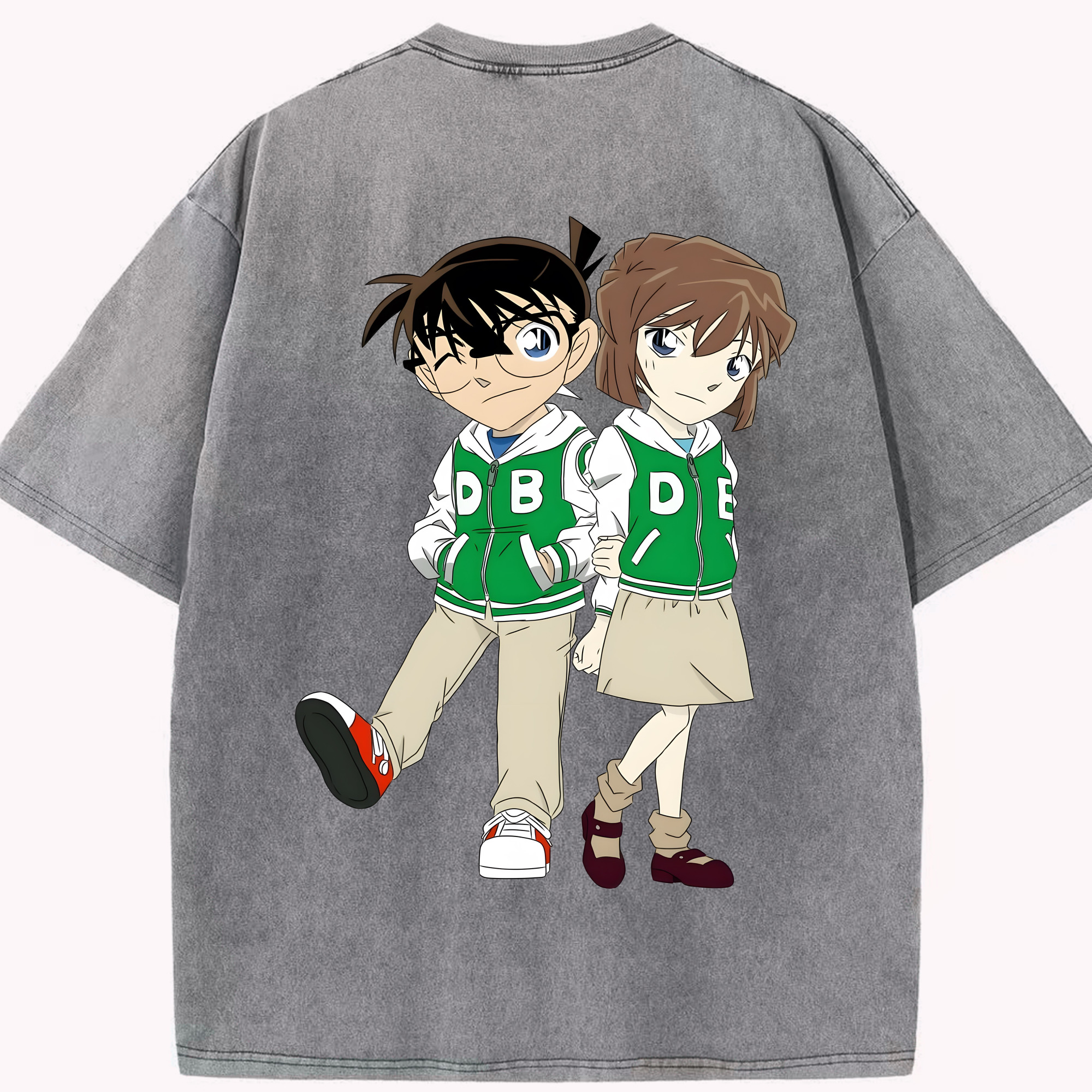 （画像用） 名探偵コナン 江戸川 コナン Detective Conan Conan Edogawa 綿100% ヴィンテージ風 半袖Tシャツ（背面プリント）