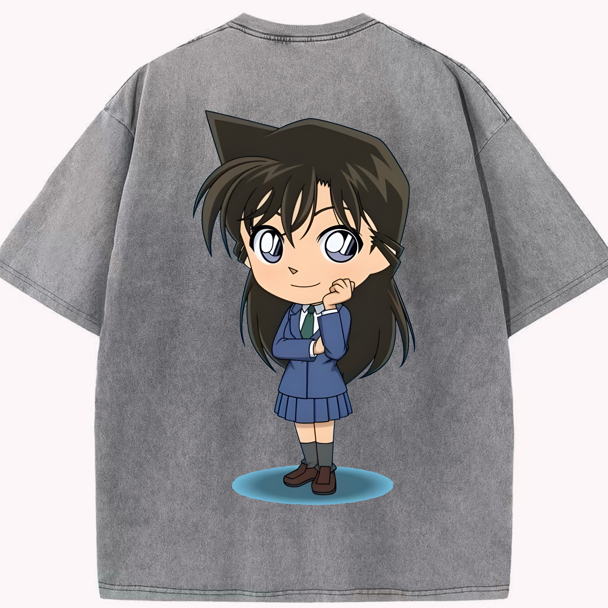 （画像用） 名探偵コナン 毛利 蘭 もうり らん、モーリ ラン Detective Conan Rachel Moore 綿100% ヴィンテージ風 半袖Tシャツ（背面プリント）