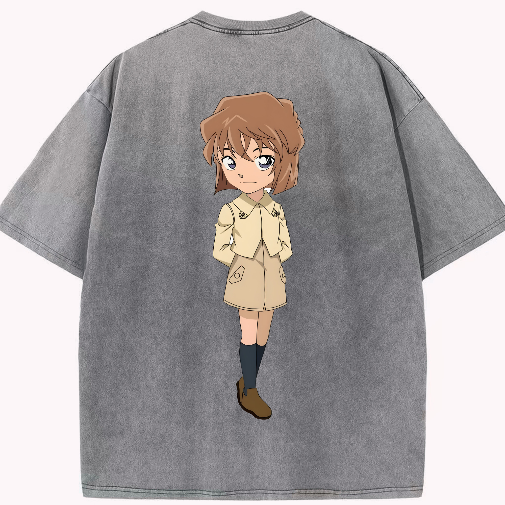 （画像用） 名探偵コナン 灰原 哀 はいばら あい Detective Conan Anita Hailey、Vi Graythorn Haibara Ai 綿100% ヴィンテージ風 半袖Tシャツ（背面プリント）
