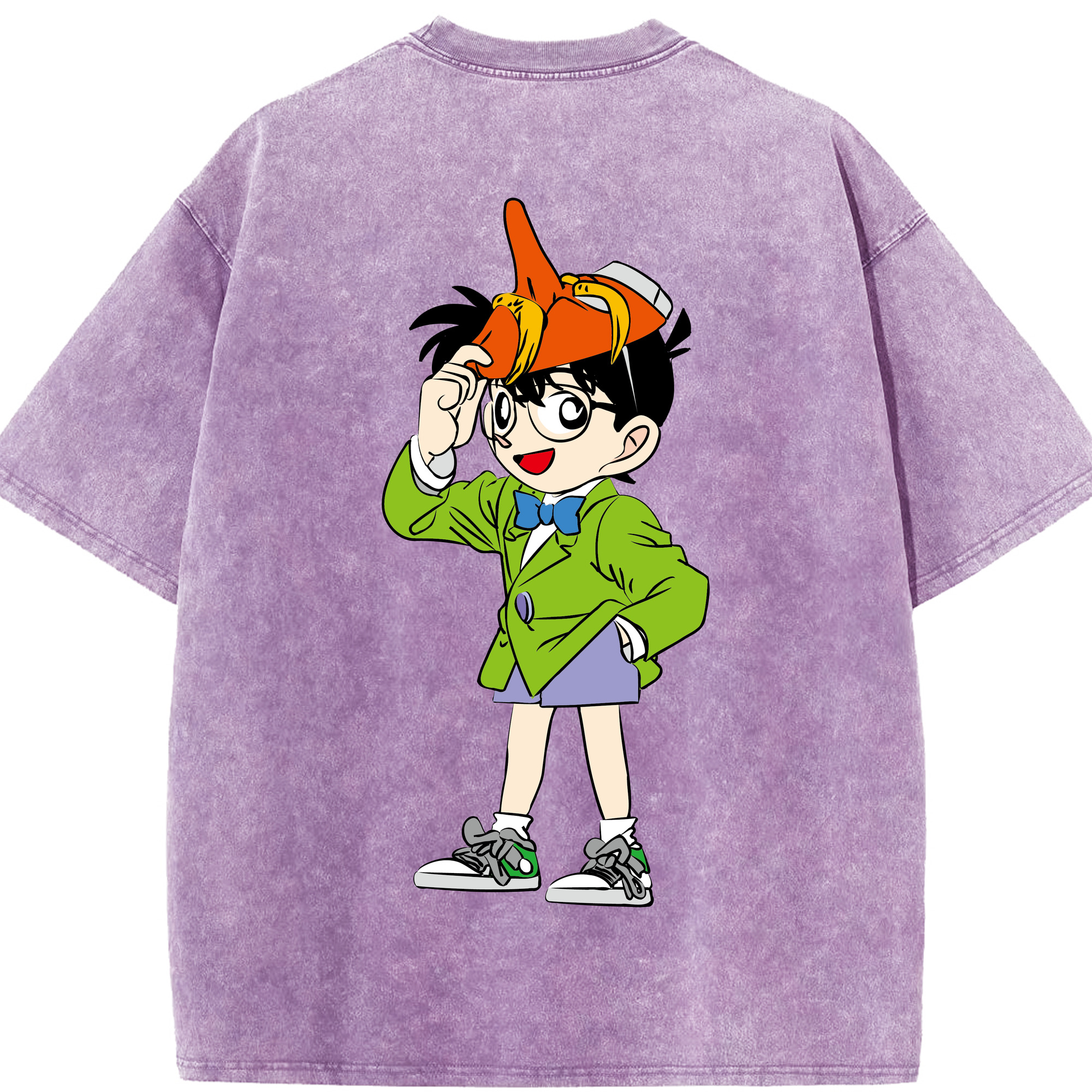 （画像用） 名探偵コナン 江戸川 コナン Detective Conan Conan Edogawa 綿100% ヴィンテージ風 半袖Tシャツ（背面プリント）
