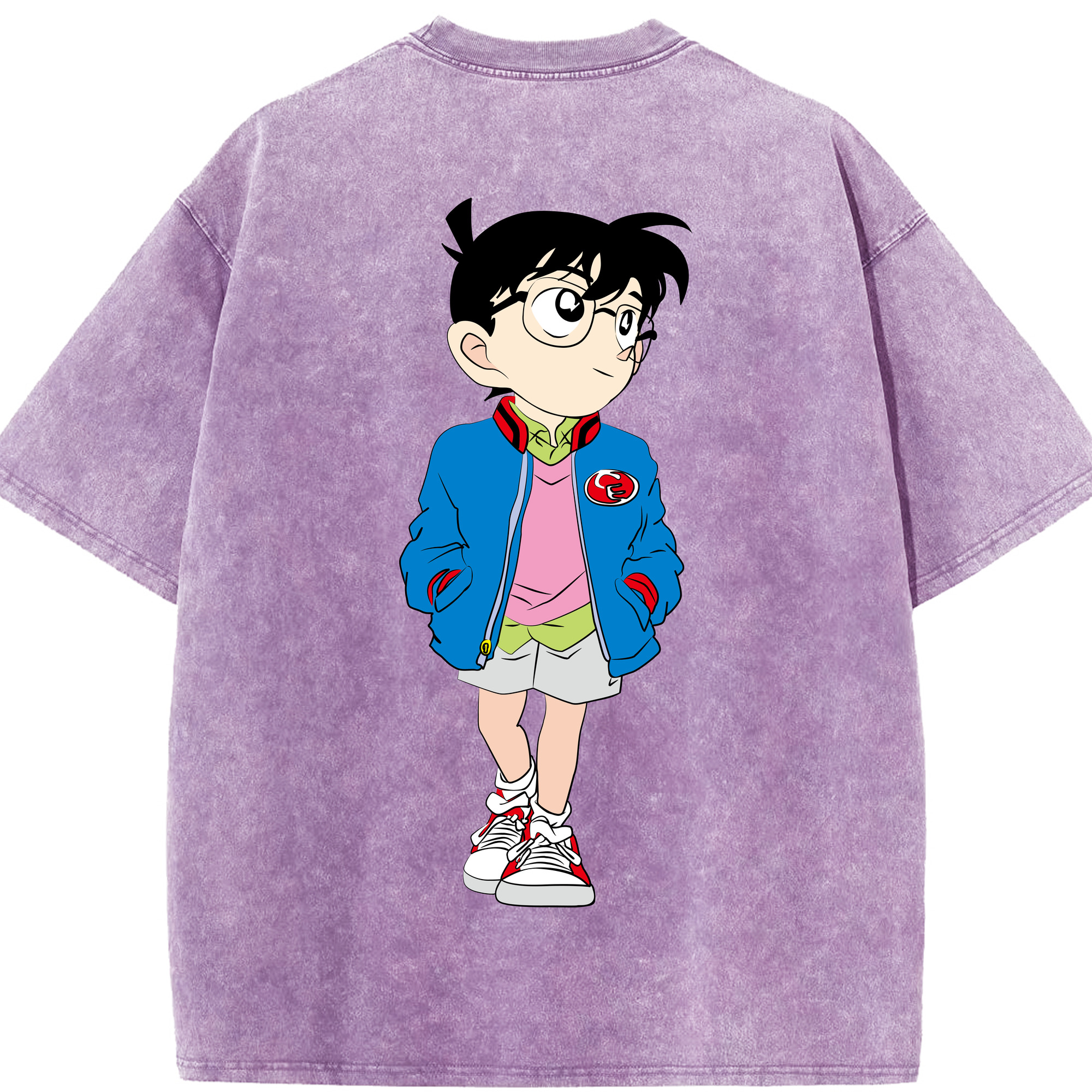 （画像用） 名探偵コナン 江戸川 コナン Detective Conan Conan Edogawa 綿100% ヴィンテージ風 半袖Tシャツ（背面プリント）
