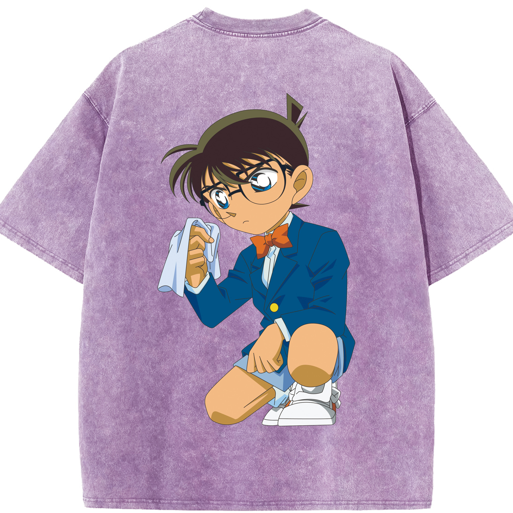 （画像用） 名探偵コナン 江戸川 コナン Detective Conan Conan Edogawa 綿100% ヴィンテージ風 半袖Tシャツ（背面プリント）
