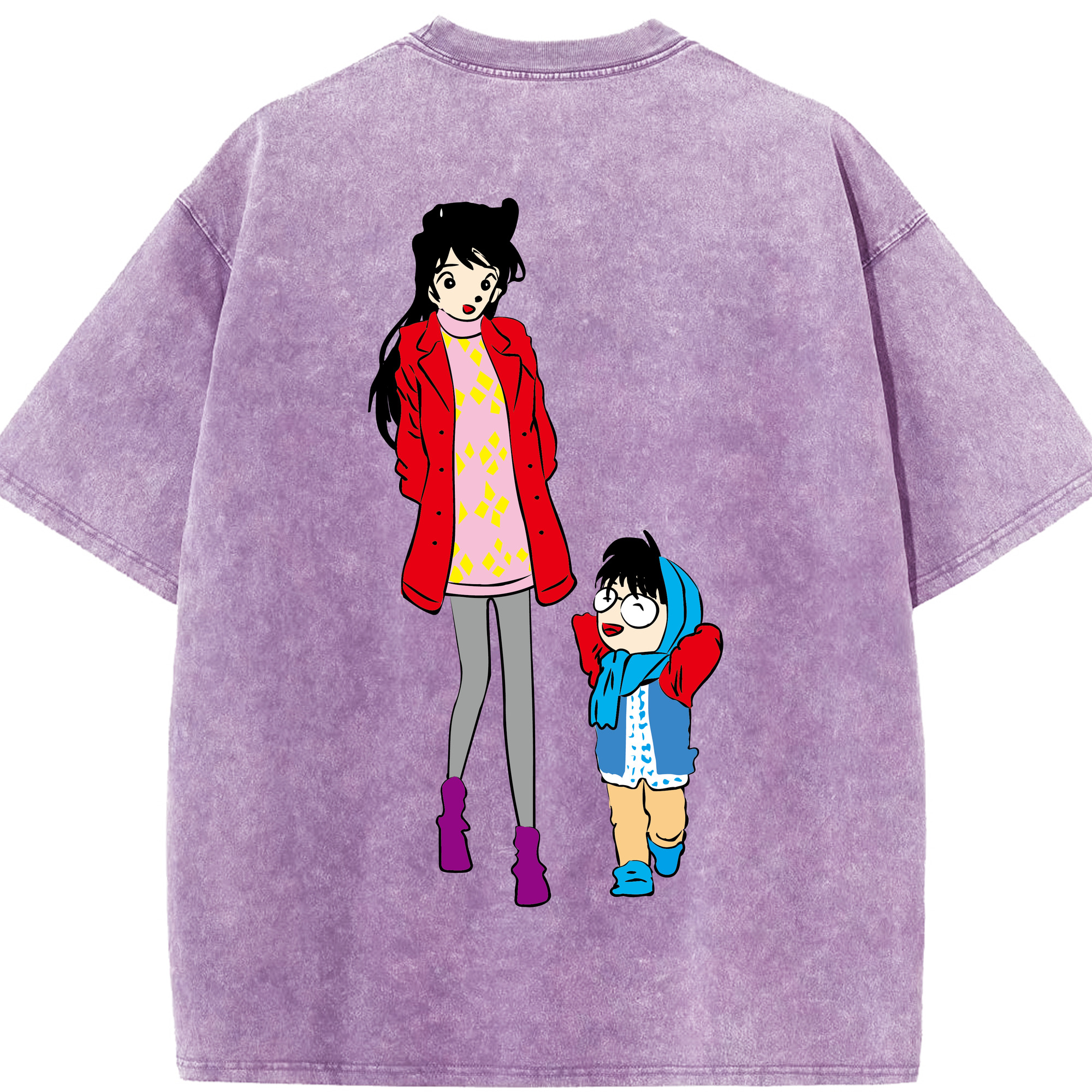 （画像用） 名探偵コナン 江戸川 コナン Detective Conan Conan Edogawa 綿100% ヴィンテージ風 半袖Tシャツ（背面プリント）