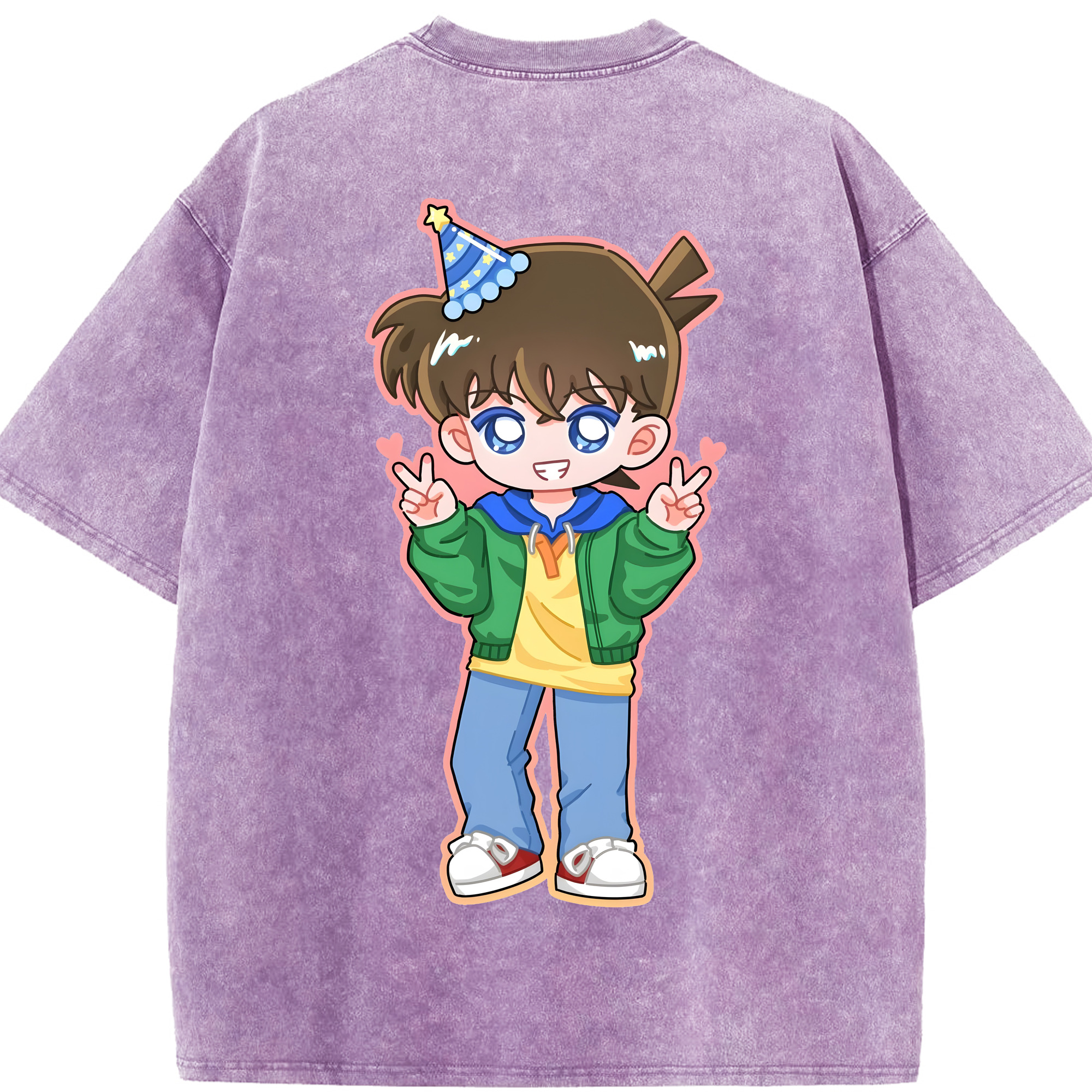 （画像用） 名探偵コナン 江戸川 コナン Detective Conan Conan Edogawa 綿100% ヴィンテージ風 半袖Tシャツ（背面プリント）