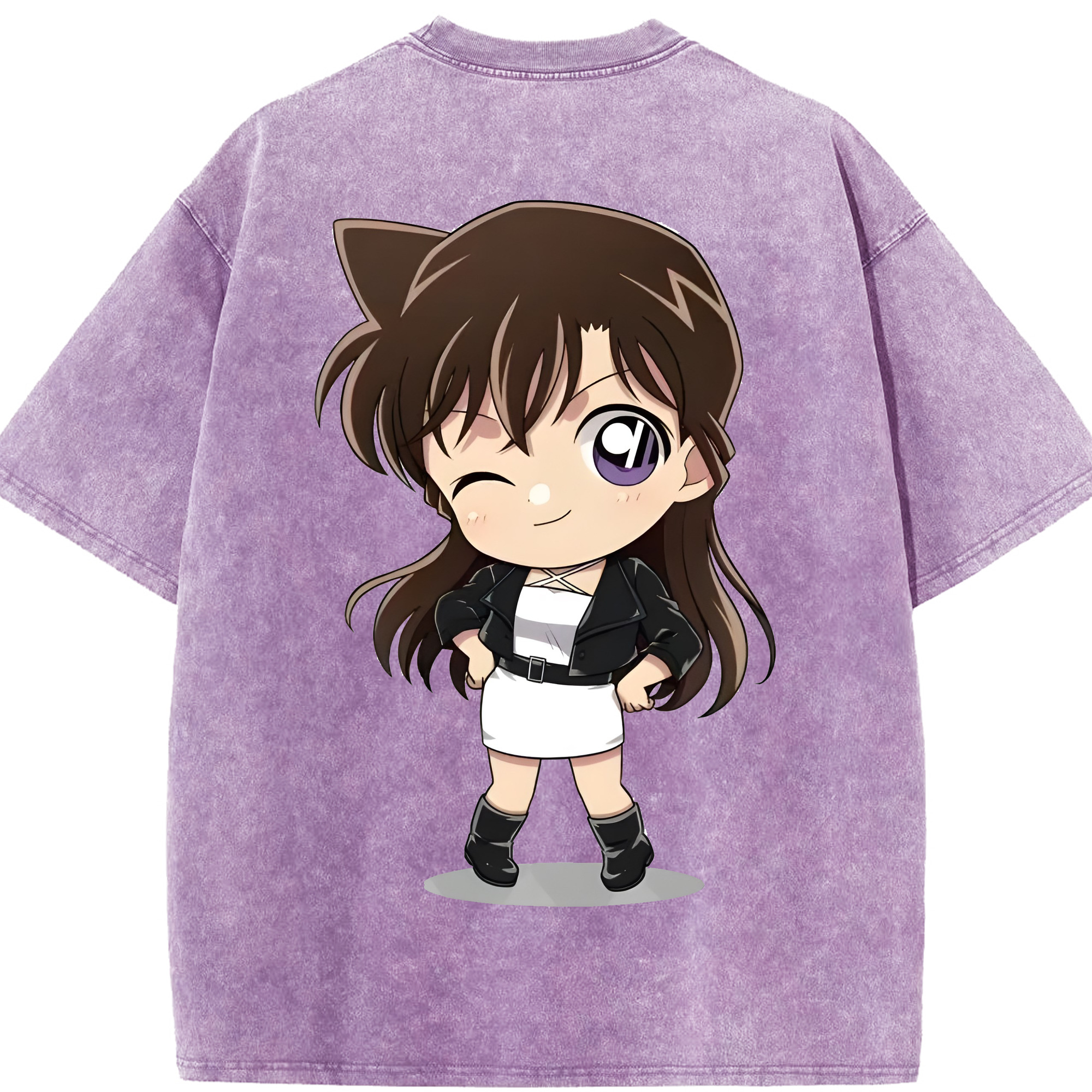 （画像用） 名探偵コナン 毛利 蘭 もうり らん、モーリ ラン Detective Conan Rachel Moore 綿100% ヴィンテージ風 半袖Tシャツ（背面プリント）