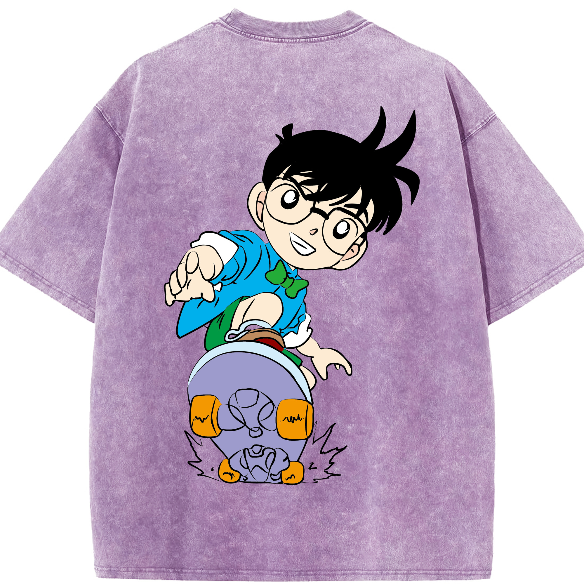 （画像用） 名探偵コナン 江戸川 コナン Detective Conan Conan Edogawa 綿100% ヴィンテージ風 半袖Tシャツ（背面プリント）