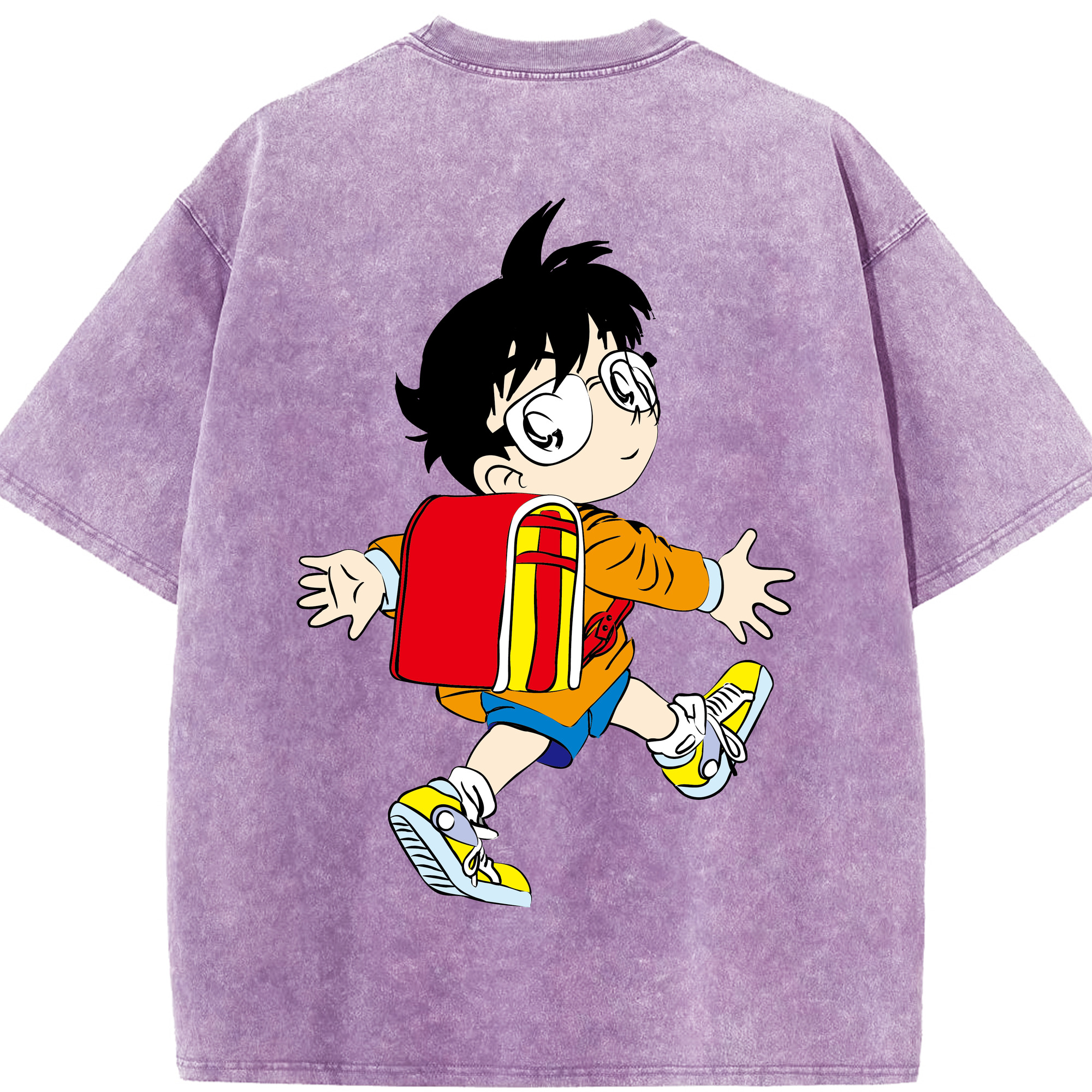（画像用） 名探偵コナン 江戸川 コナン Detective Conan Conan Edogawa 綿100% ヴィンテージ風 半袖Tシャツ（背面プリント）