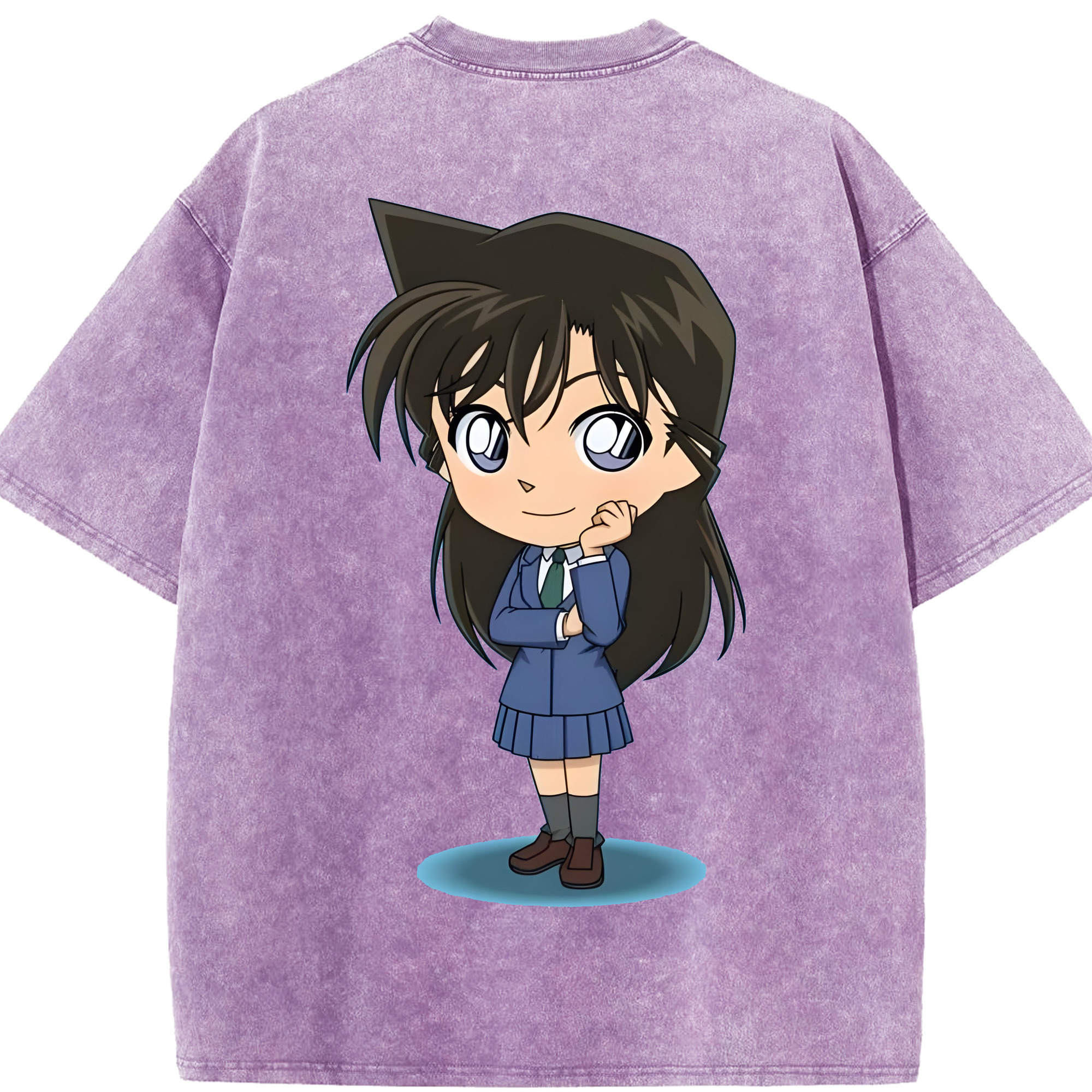 （画像用） 名探偵コナン 毛利 蘭 もうり らん、モーリ ラン Detective Conan Rachel Moore 綿100% ヴィンテージ風 半袖Tシャツ（背面プリント）