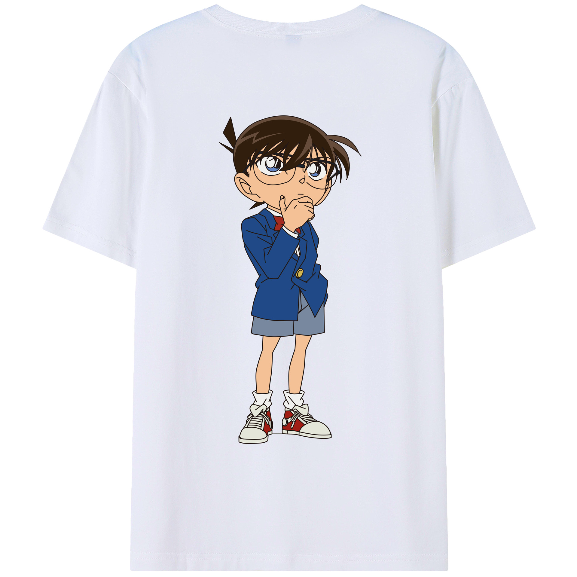 （画像用） 名探偵コナン 江戸川 コナン Detective Conan Conan Edogawa 綿100％ メンズ半袖Tシャツ（バックプリント） 通気性