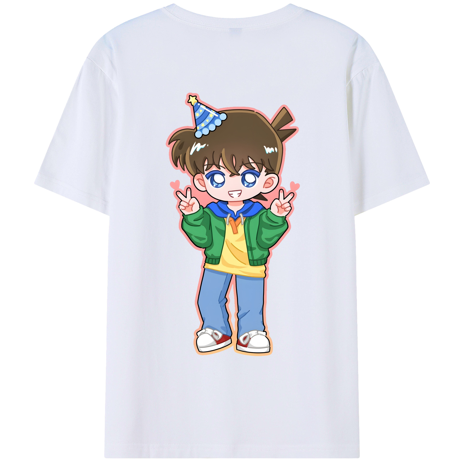 （画像用） 名探偵コナン 江戸川 コナン Detective Conan Conan Edogawa 綿100％ メンズ半袖Tシャツ（バックプリント） 通気性
