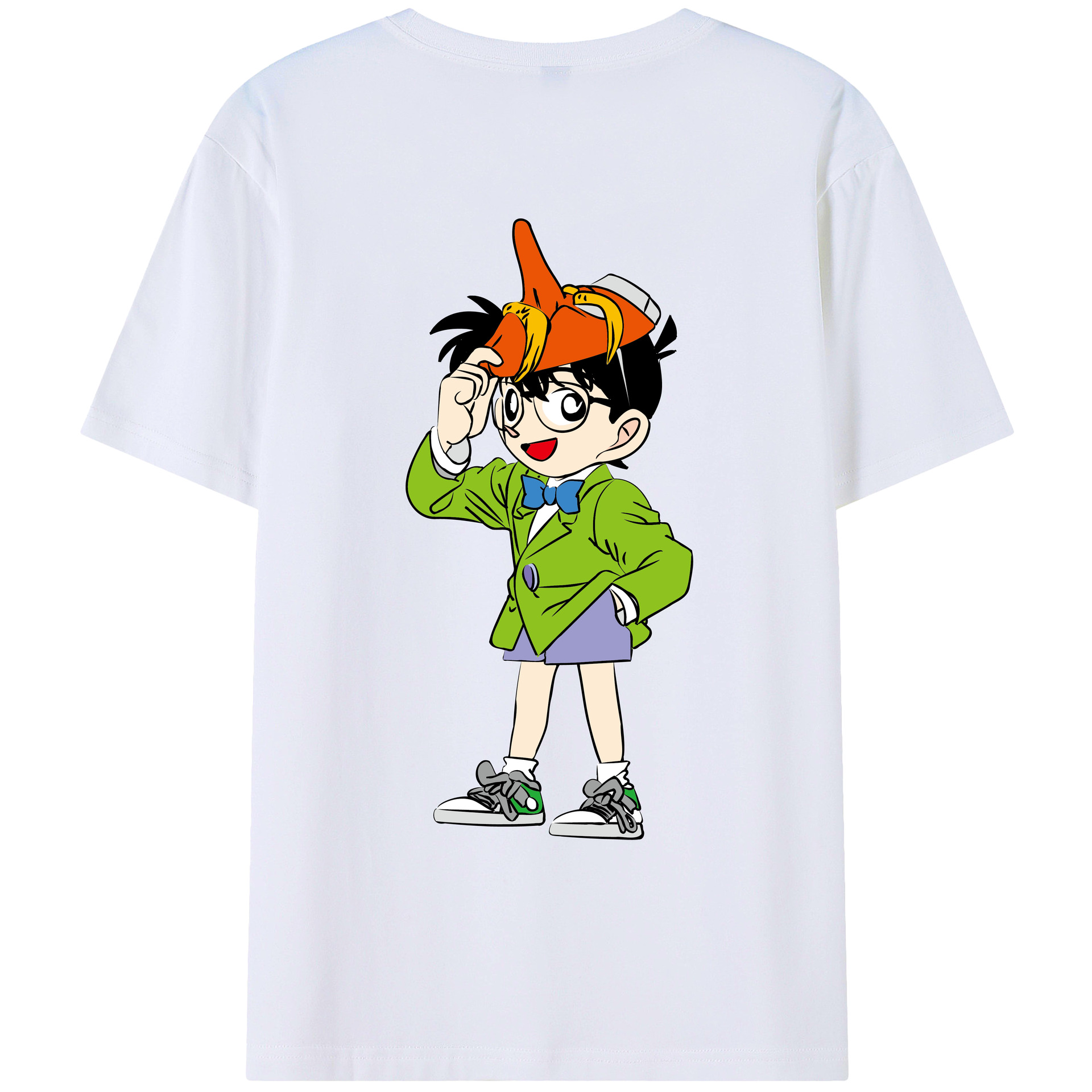 （画像用） 名探偵コナン 江戸川 コナン Detective Conan Conan Edogawa レディース半袖Tシャツ(バックプリント)