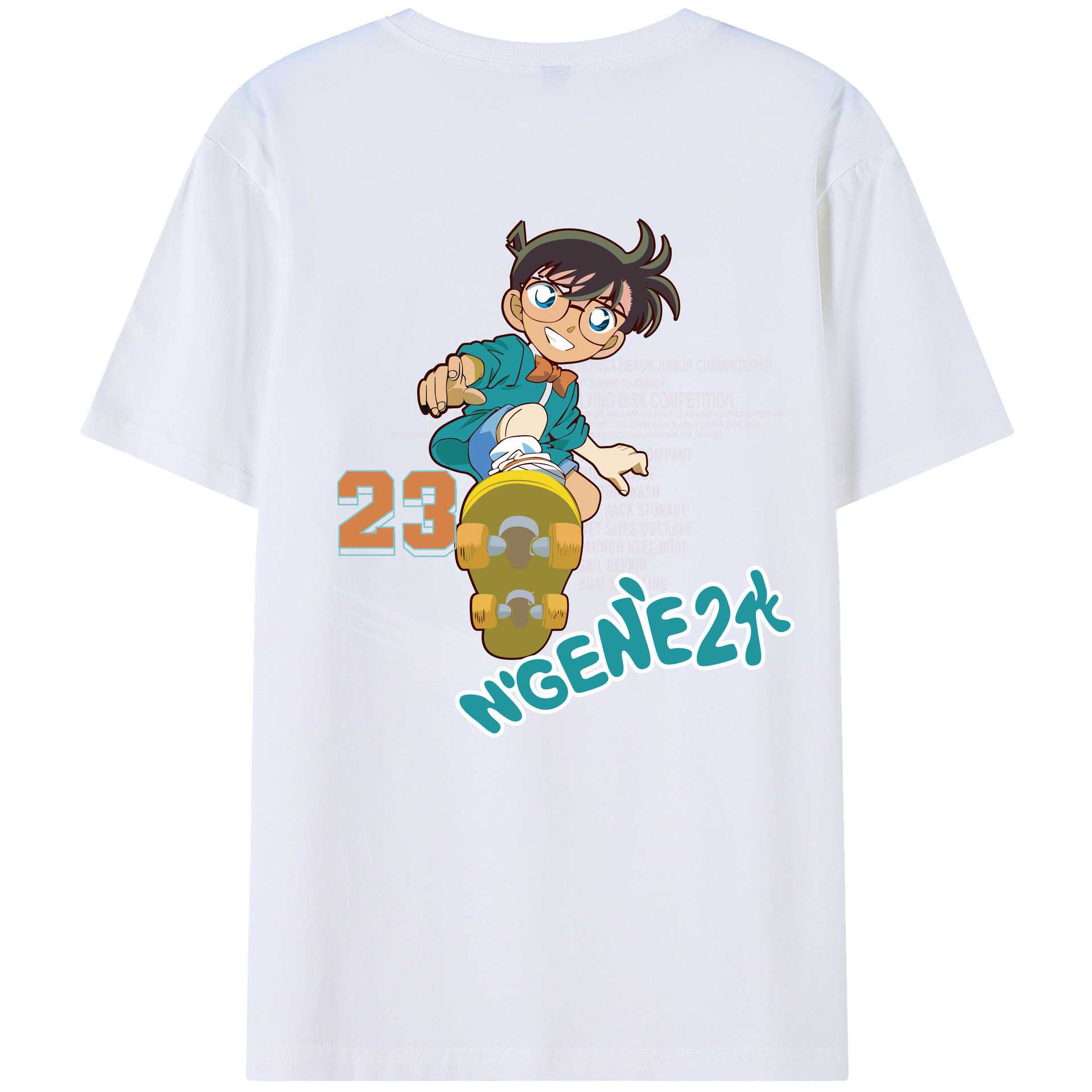 （画像用） 名探偵コナン 江戸川 コナン Detective Conan Conan Edogawa レディース半袖Tシャツ(バックプリント)