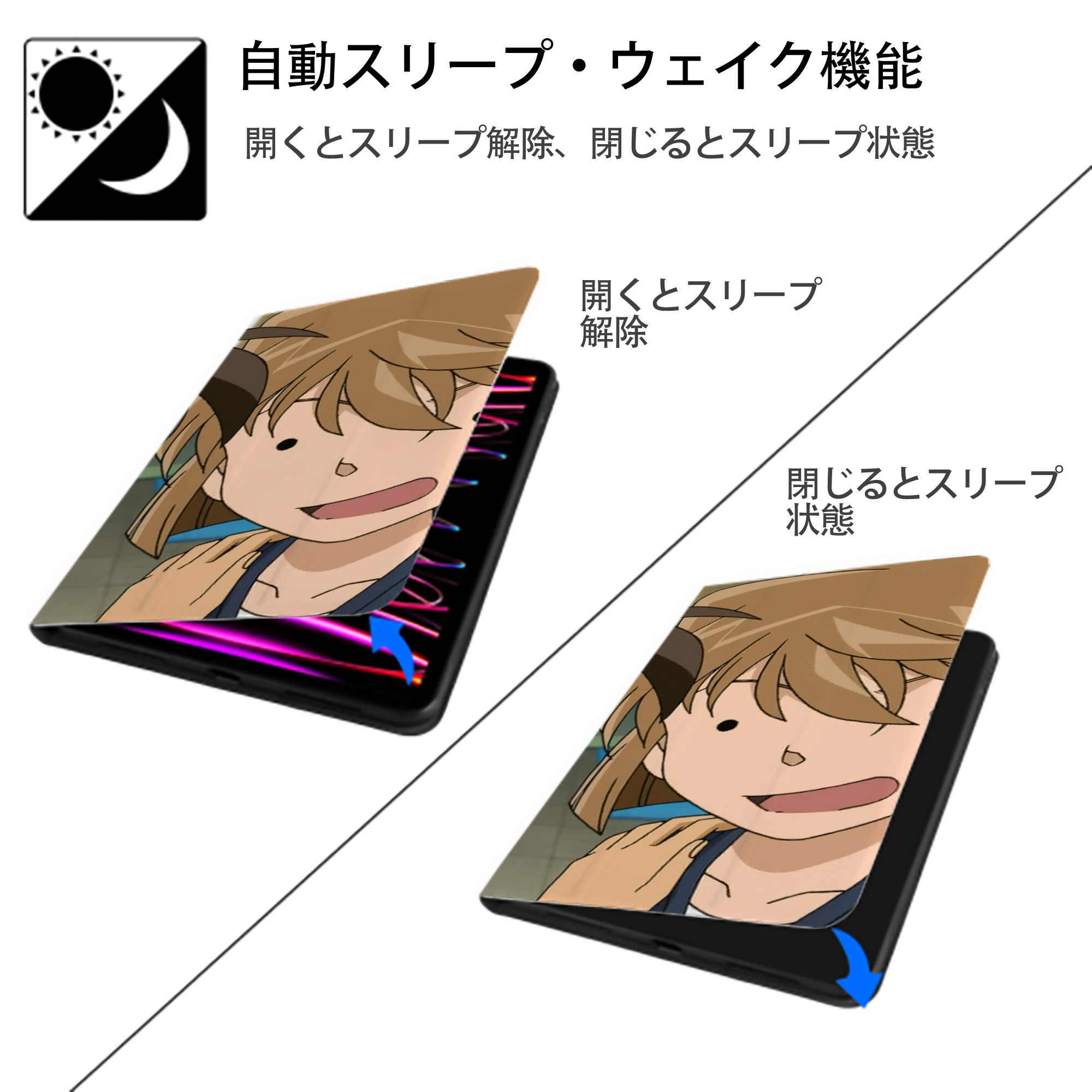 名探偵コナン Detective Conan IPad ケース ブック型 PUレザー TPU 耐衝撃 軽量 薄型 ペン収納なし 全面保護 IPad 各モデル対応