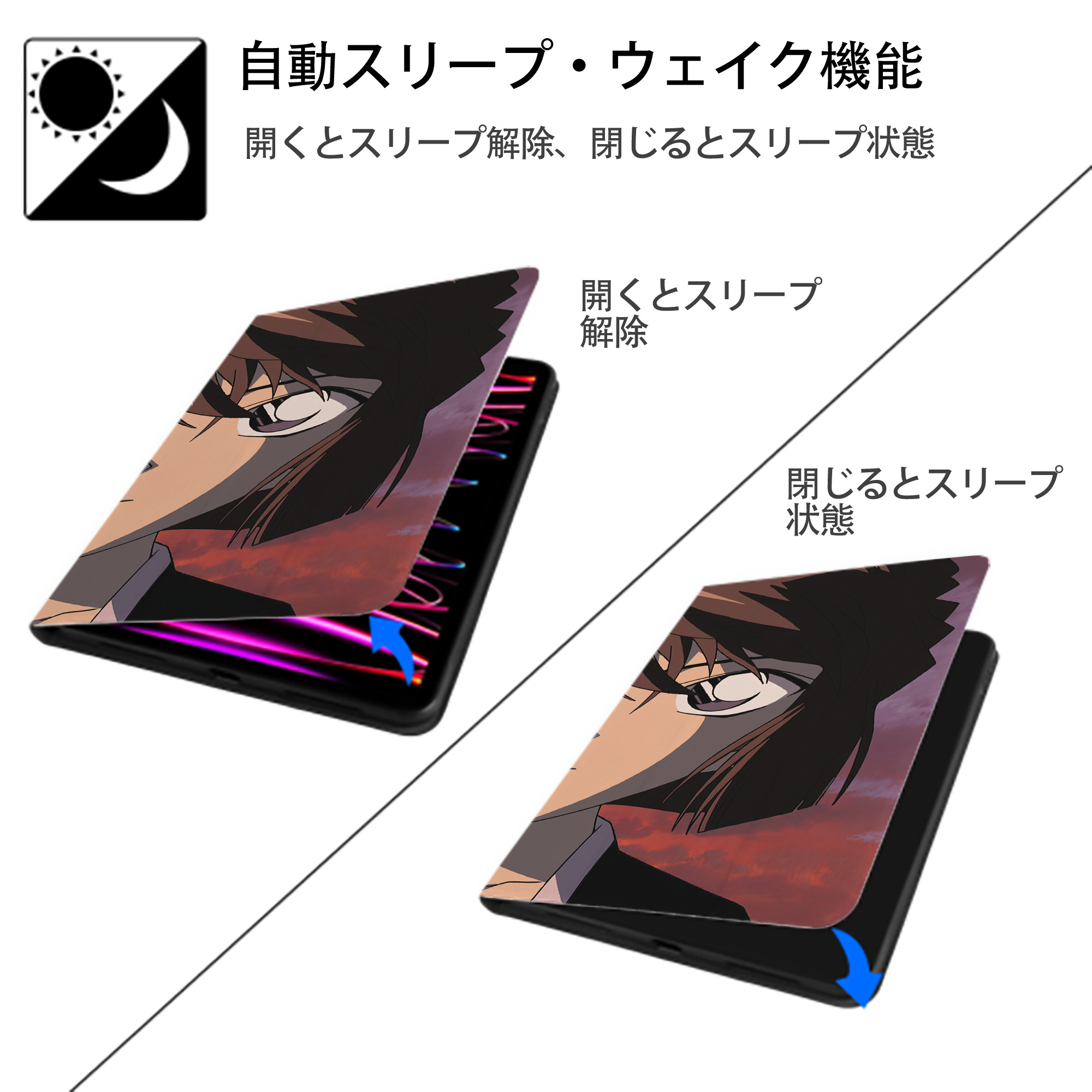 名探偵コナン Detective Conan IPad ケース ブック型 PUレザー TPU 耐衝撃 軽量 薄型 ペン収納なし 全面保護 IPad 各モデル対応